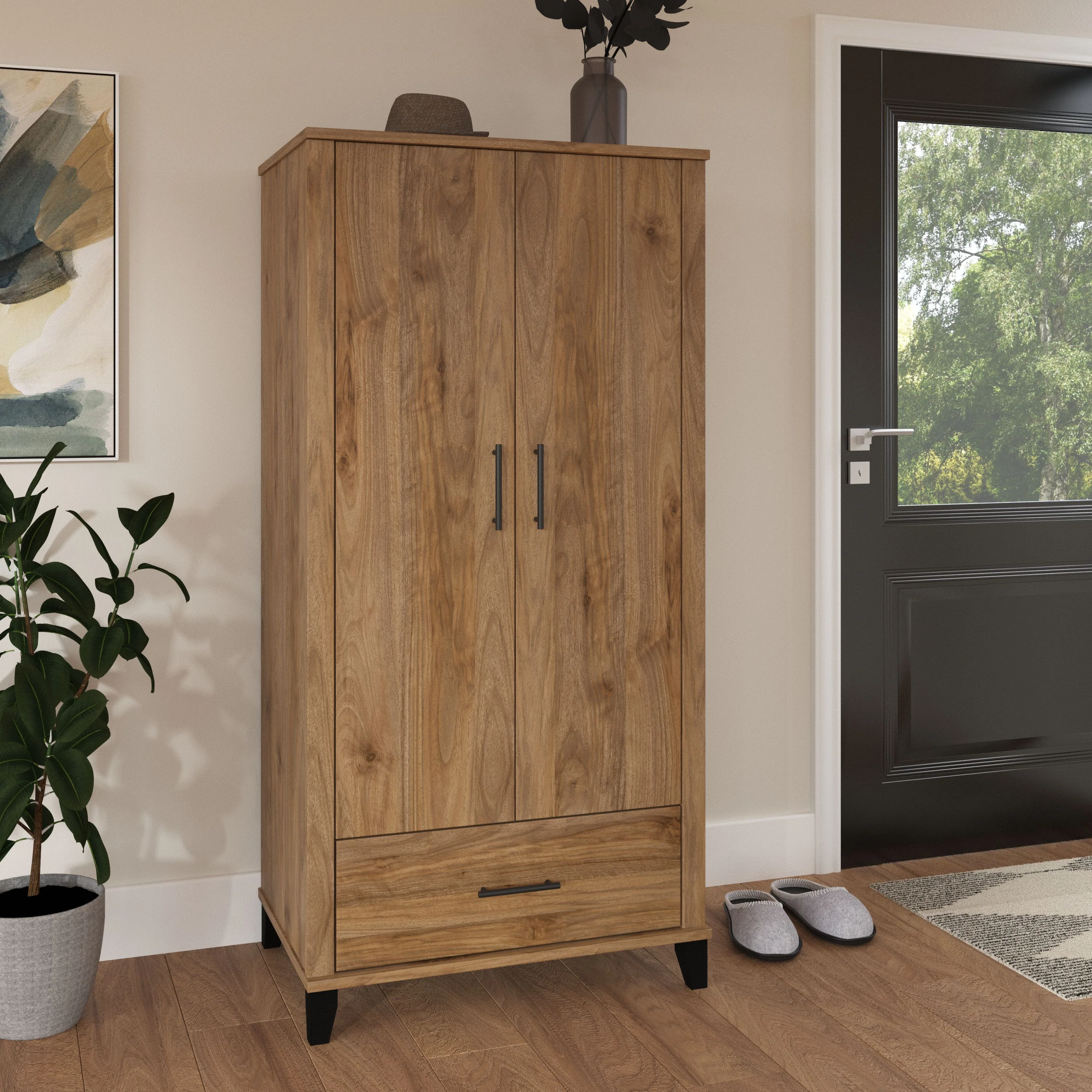 Somerset Tall Entryway Cabinet with Doors and Drawer