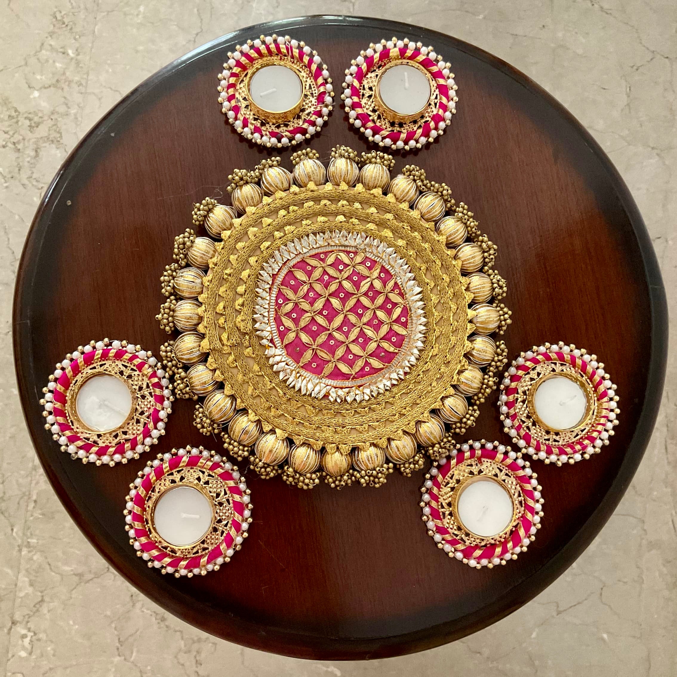 Shubh Labh, Lotus Hanging With Tea Light holder And Plate (Set of 15) Festive Decoration