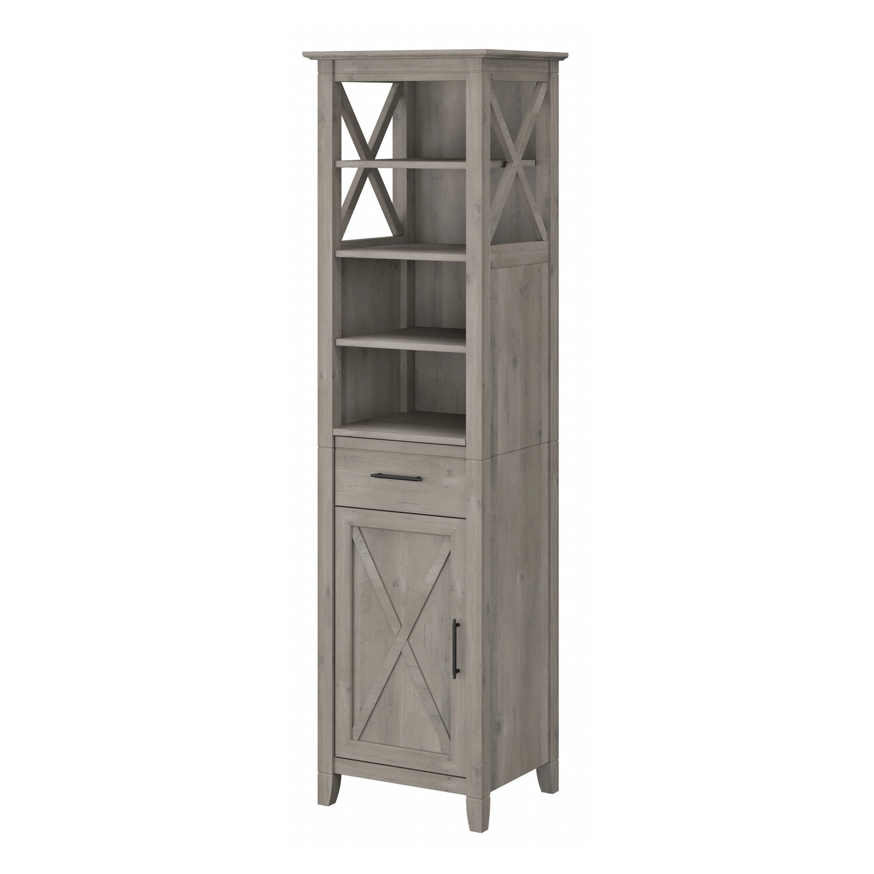 Key West Tall Narrow Bookcase Cabinet