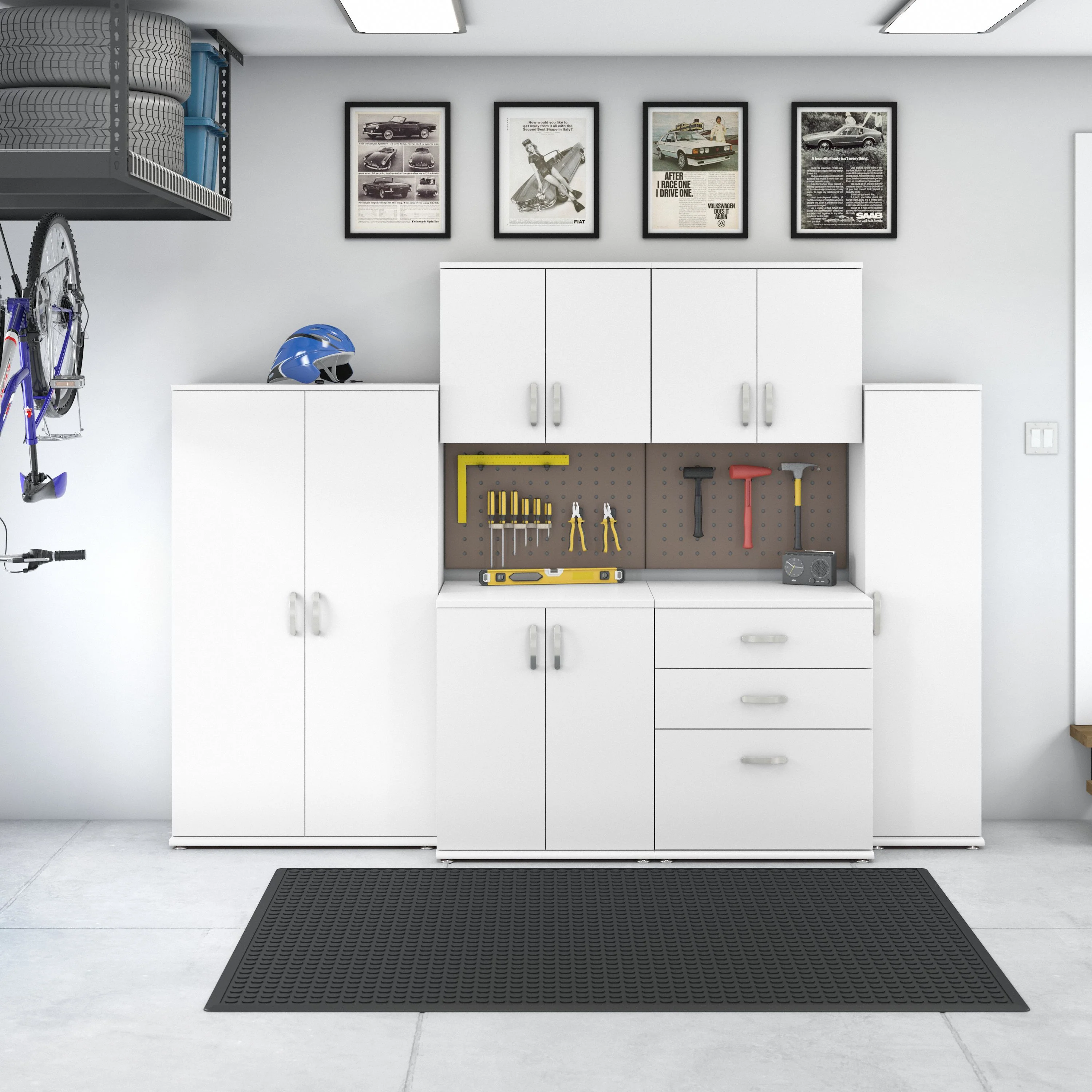 Universal 6 Piece Modular Garage Storage Set with Floor and Wall Cabinets