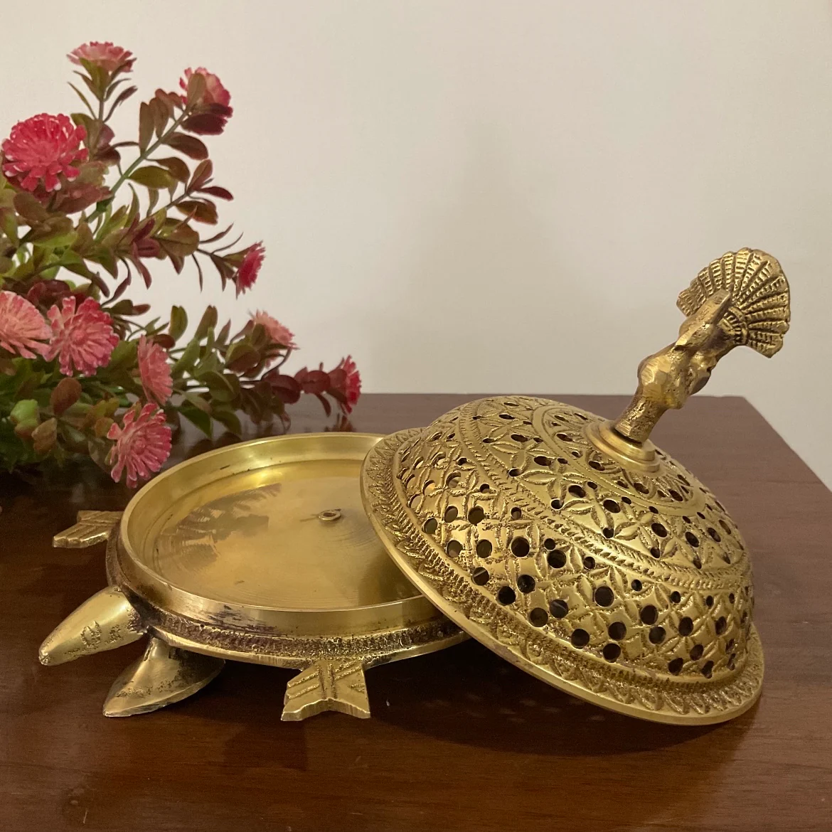 Turtle Brass Dhoop Dani, Incense Holder