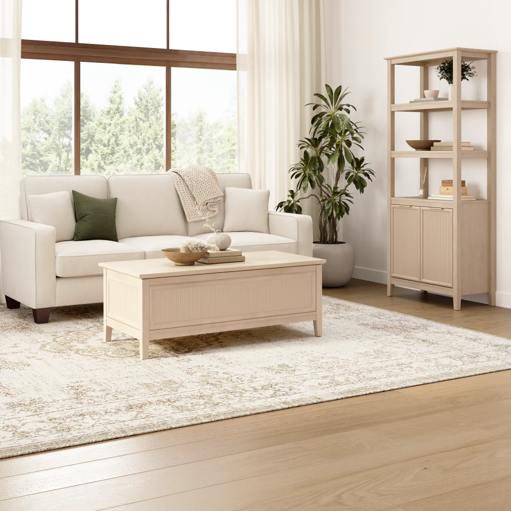 Bush Home Camille Fluted 5 Shelf Bookcase with Doors