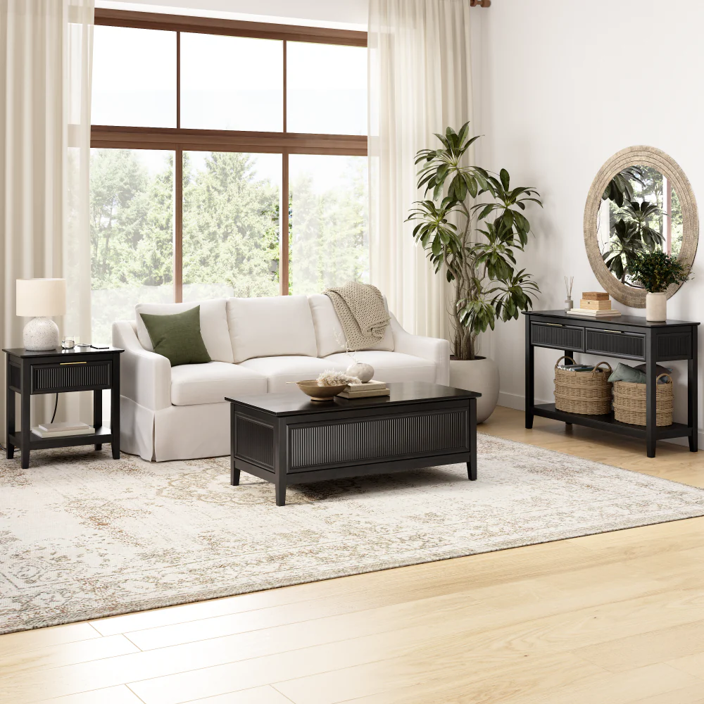 Bush Home Camille 47W Fluted Lift Top Coffee Table with Storage