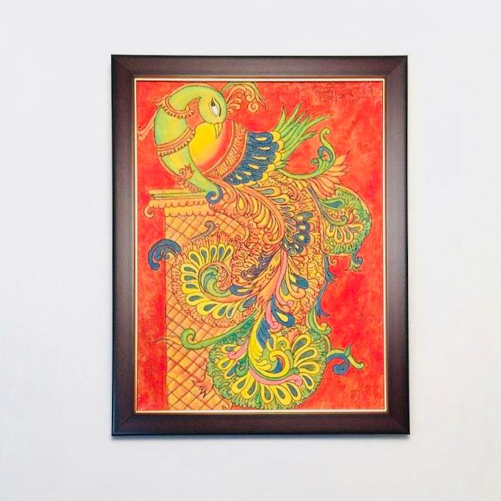 Peacock Kerala Mural - Handpainted Wall Decor