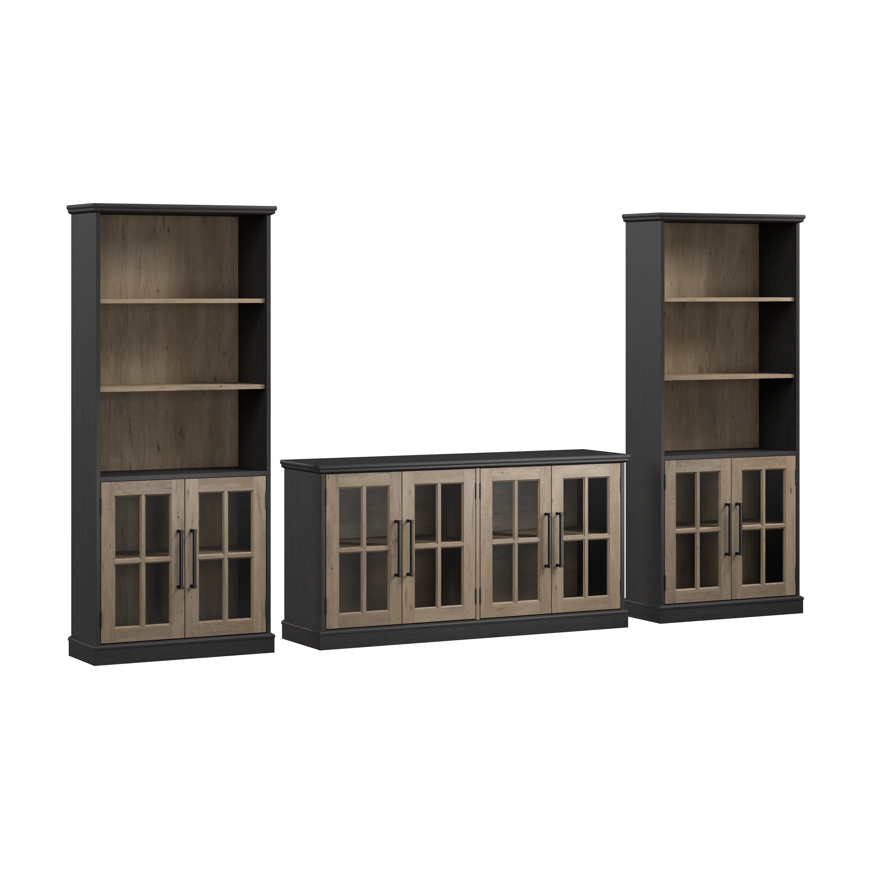 Westbrook 60W TV Stand for 75 Inch TV and Bookcases with Glass Doors