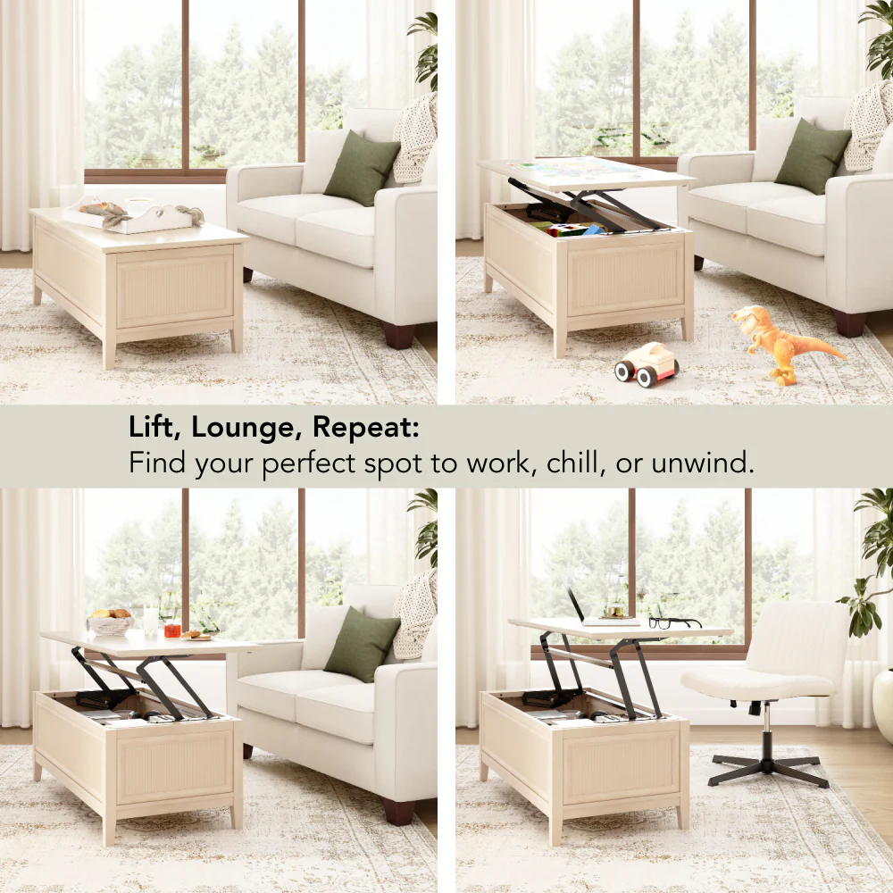 Bush Home Camille Fluted Lift Top Coffee Table and End Tables Set