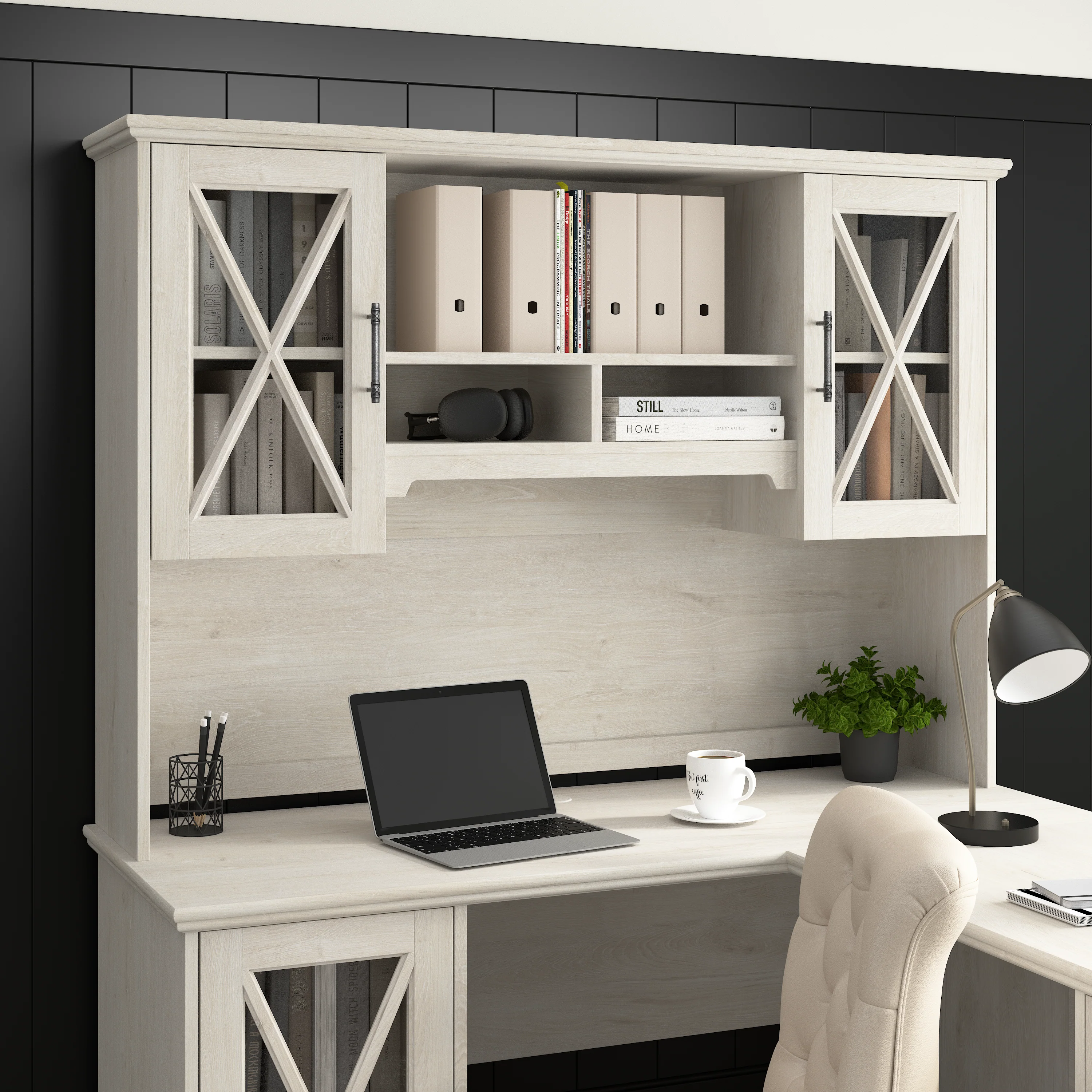 Lennox 60W Farmhouse Hutch for Desk and Buffet Cabinet