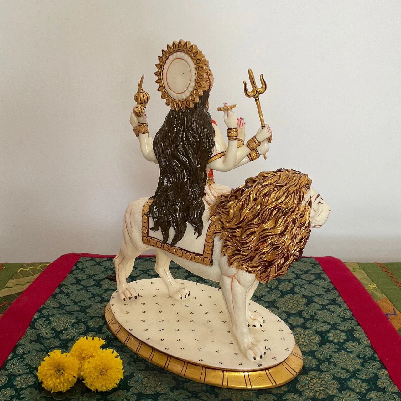 10 Inches Ma Durga Marble Dust & Resin Idol -  Hindu God Statue - Decorative Murti