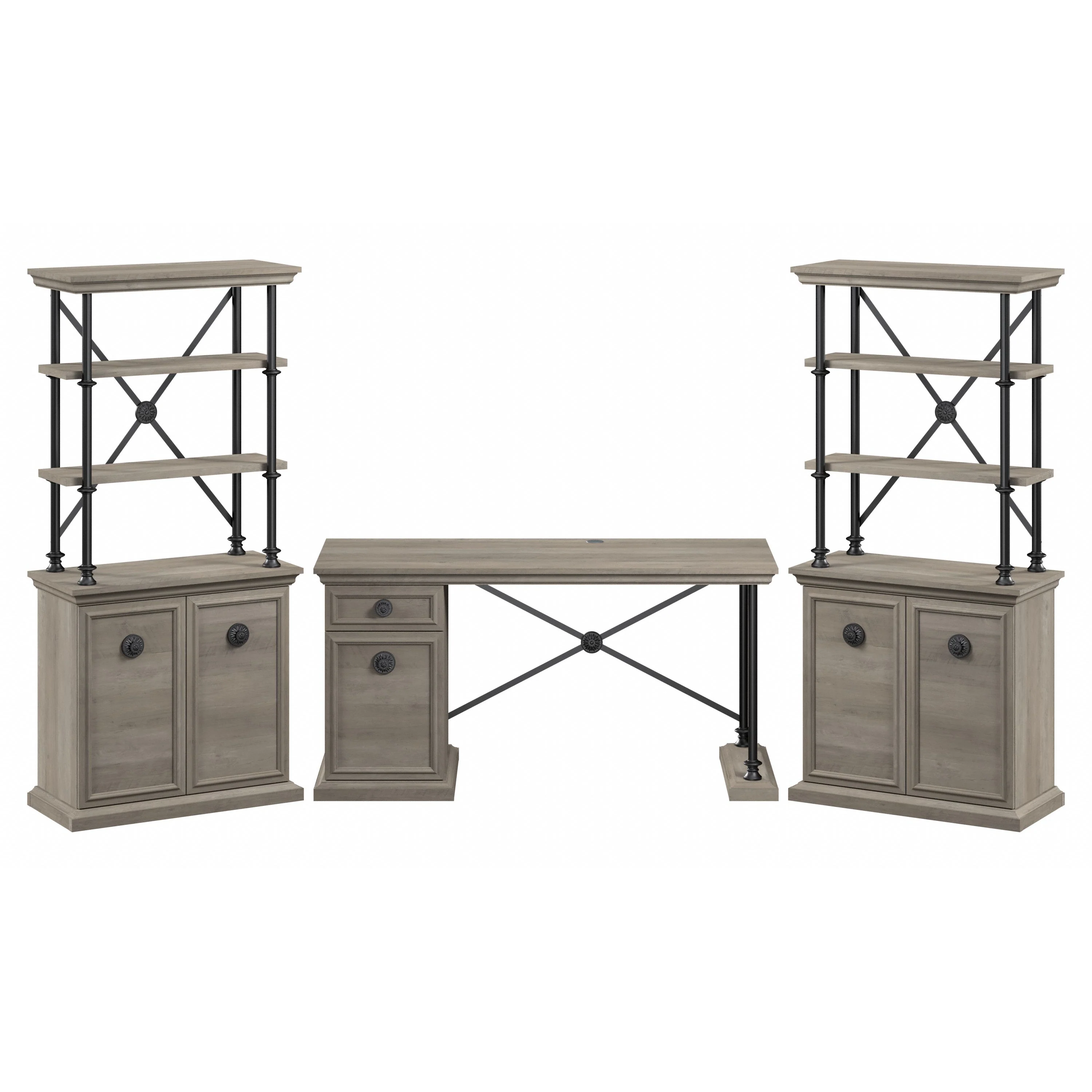 Coliseum 60W Designer Desk with Set of Two Bookcases with Doors