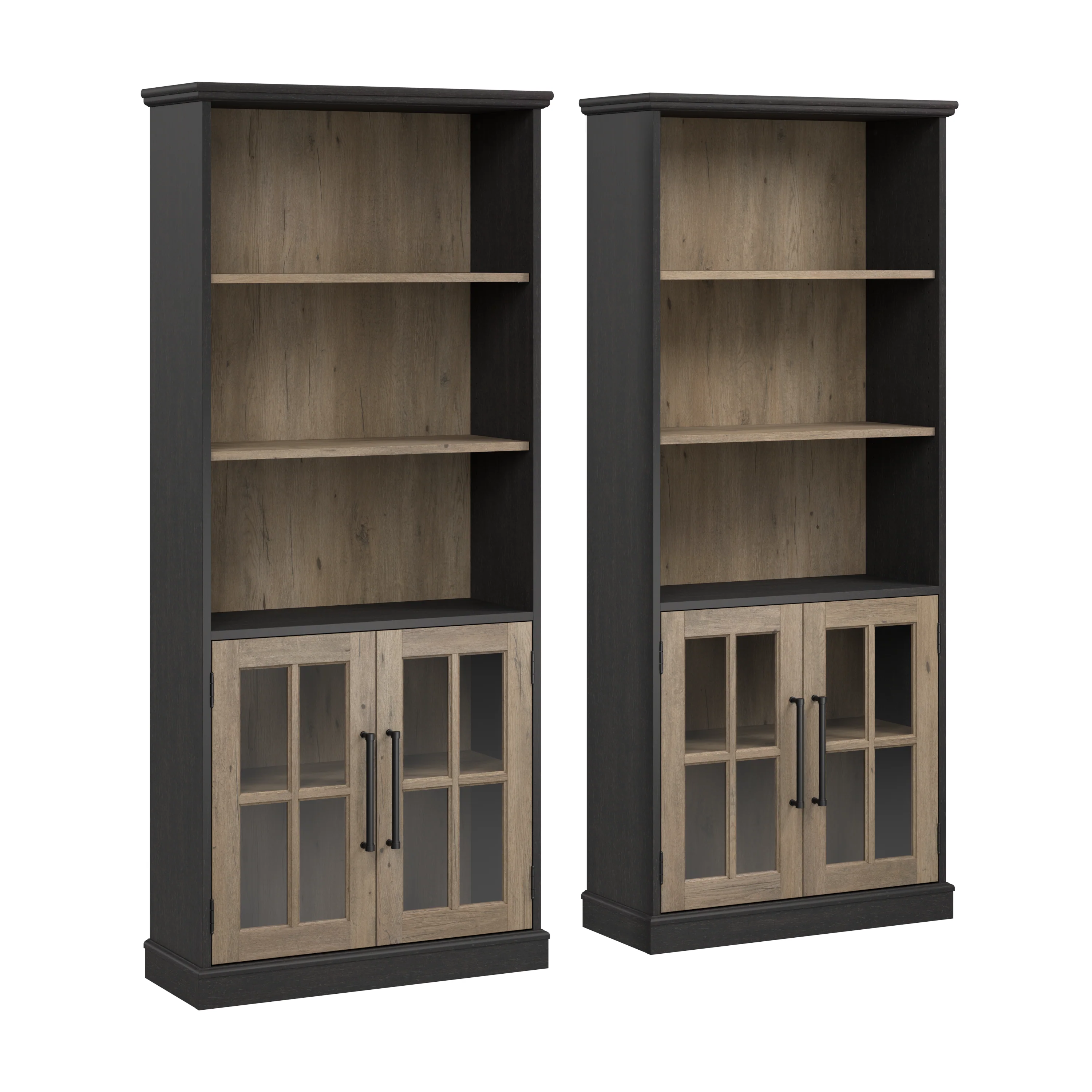 Westbrook 5 Shelf Bookcase with Glass Doors - Set of 2
