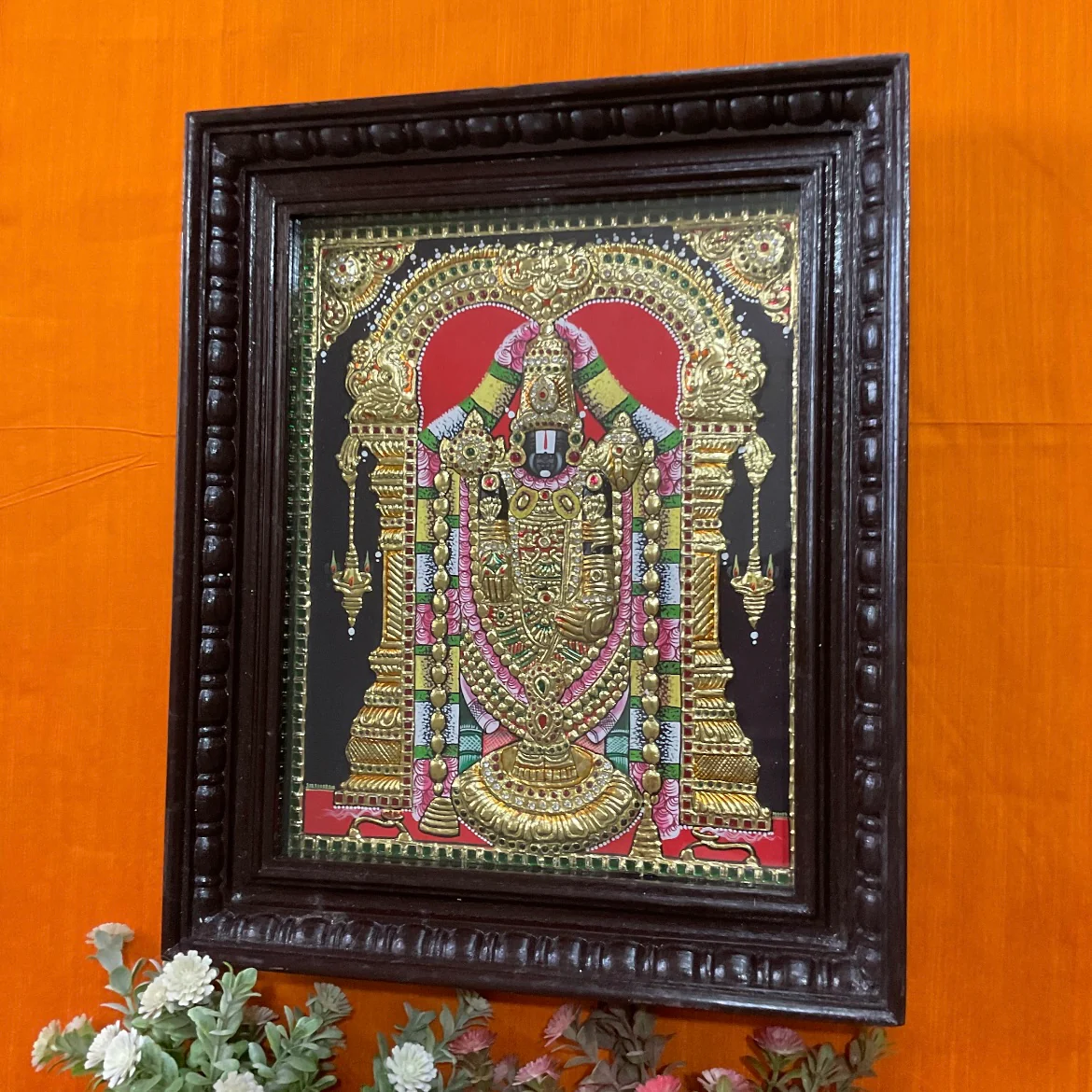 Lord Tirupati Balaji - Venkateshwara 3D Tanjore Painting - Tradtional Wall Art
