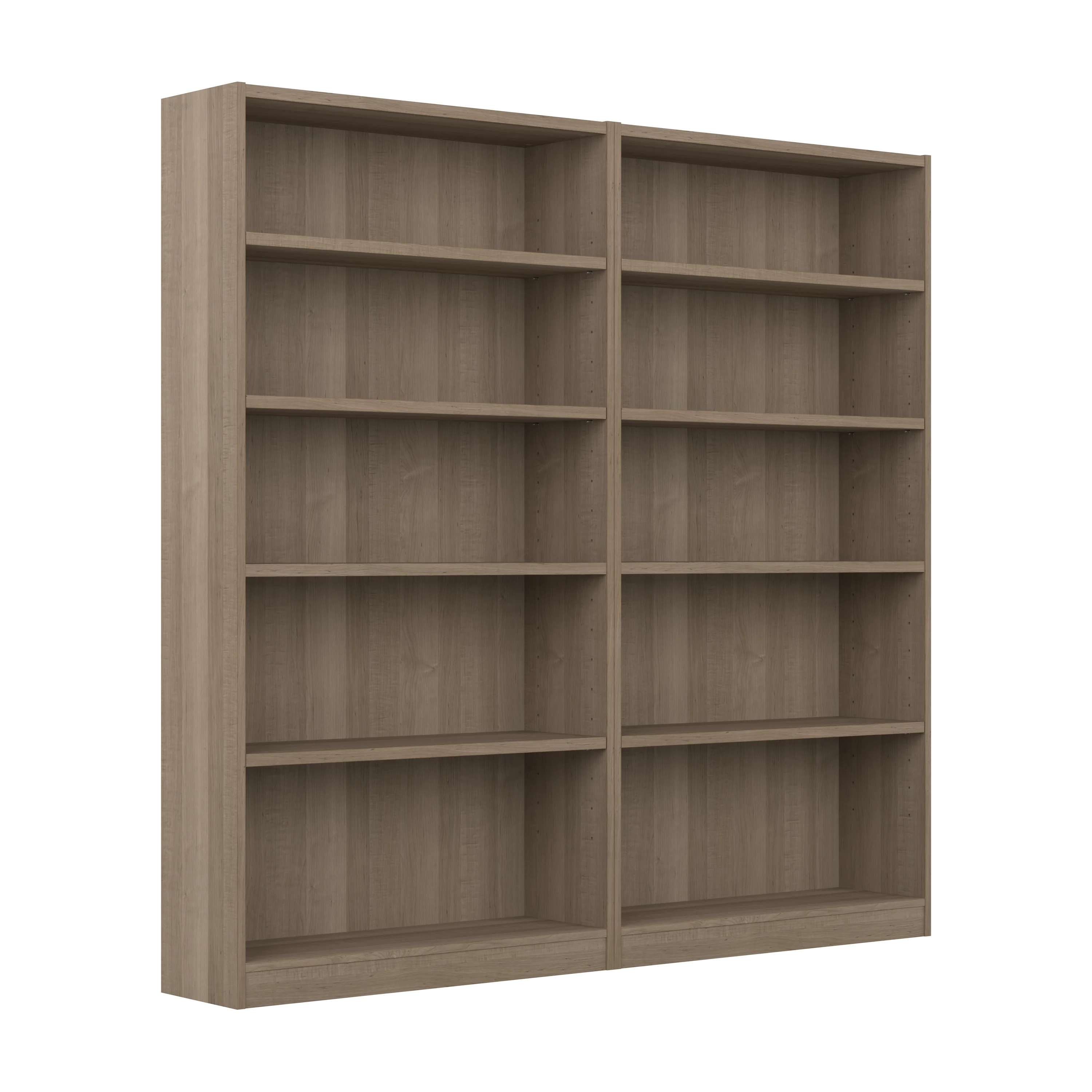 Universal Tall 5 Shelf Bookcase - Set of 2