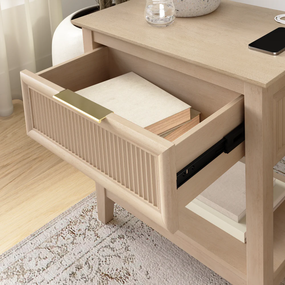 Bush Home Camille Fluted End Table with Drawer - Set of 2