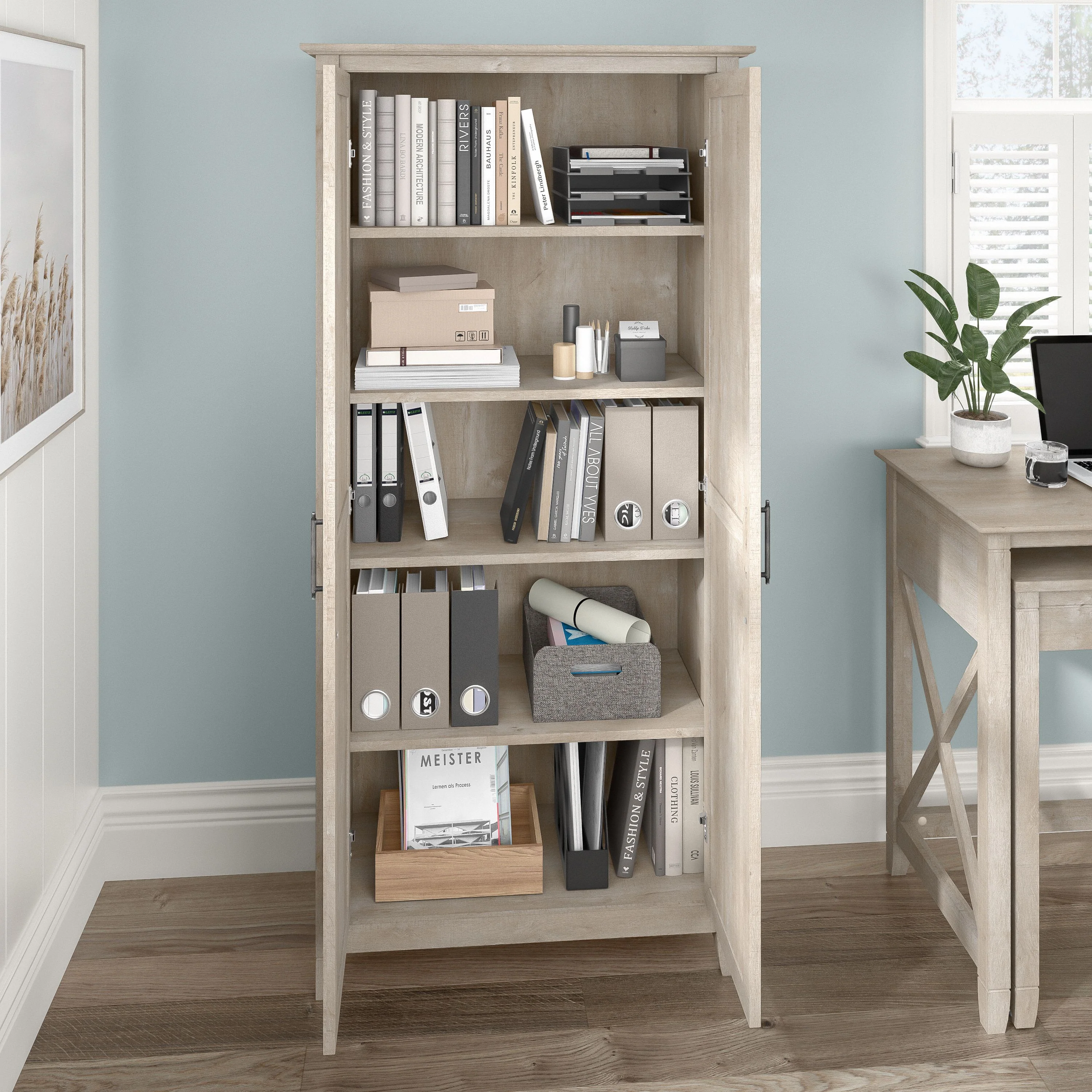 Key West Tall Storage Cabinet with Doors and Shelves