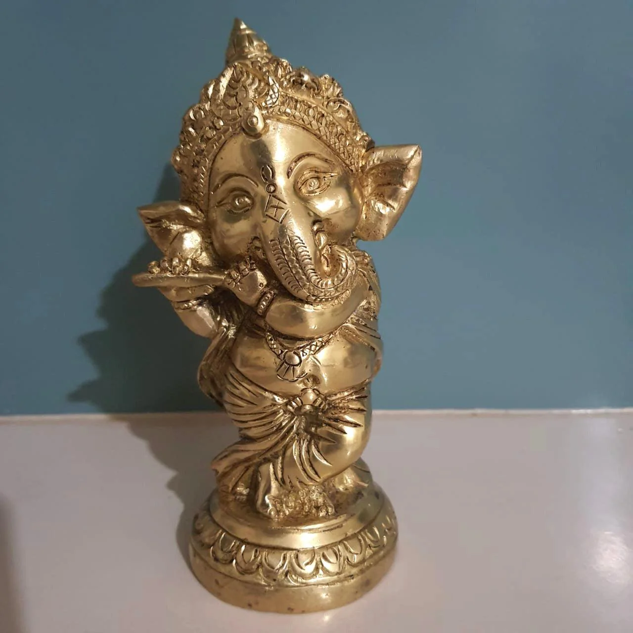 Flute Ganesh Brass Idol & Prabhavali Set