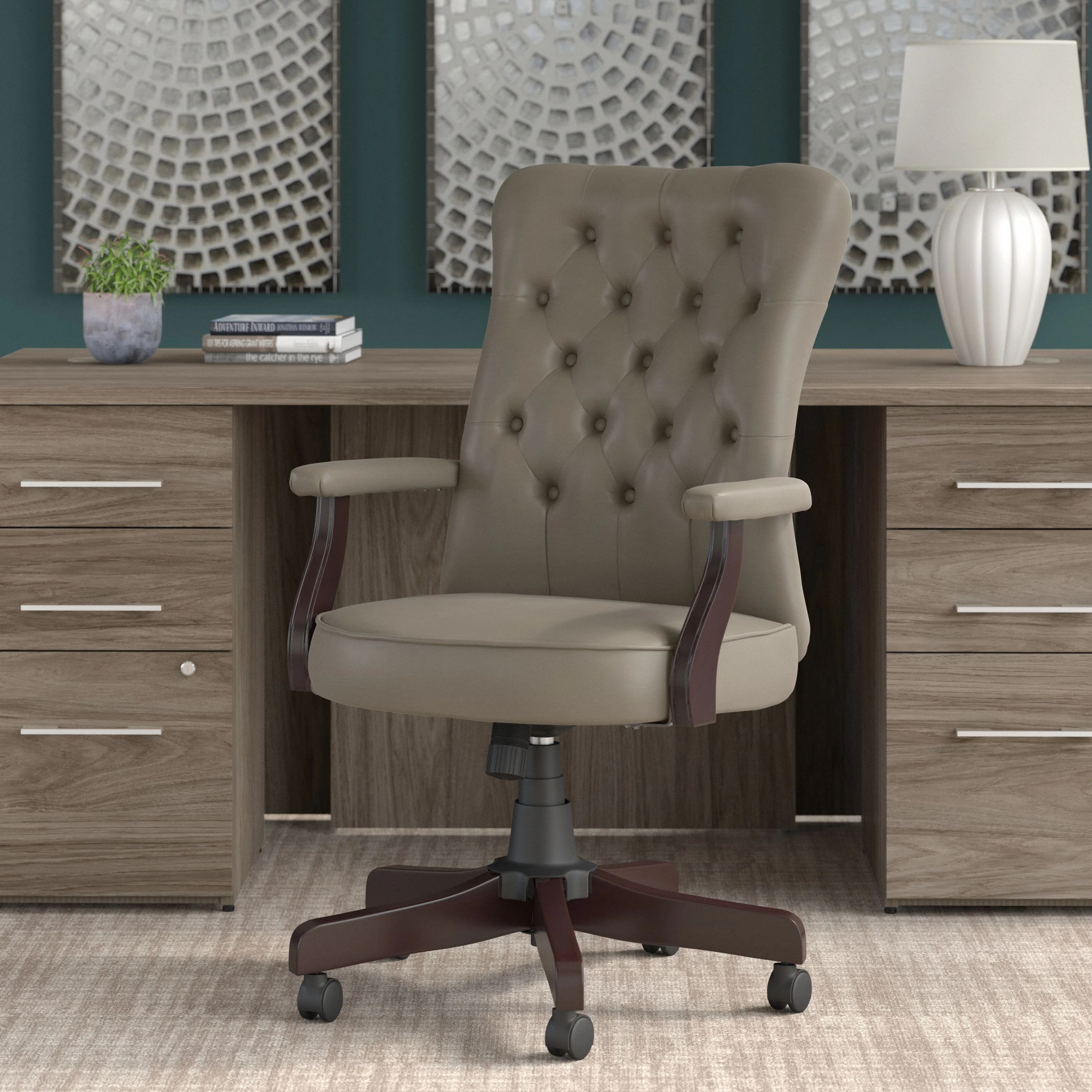 Arden Lane High Back Tufted Office Chair with Arms