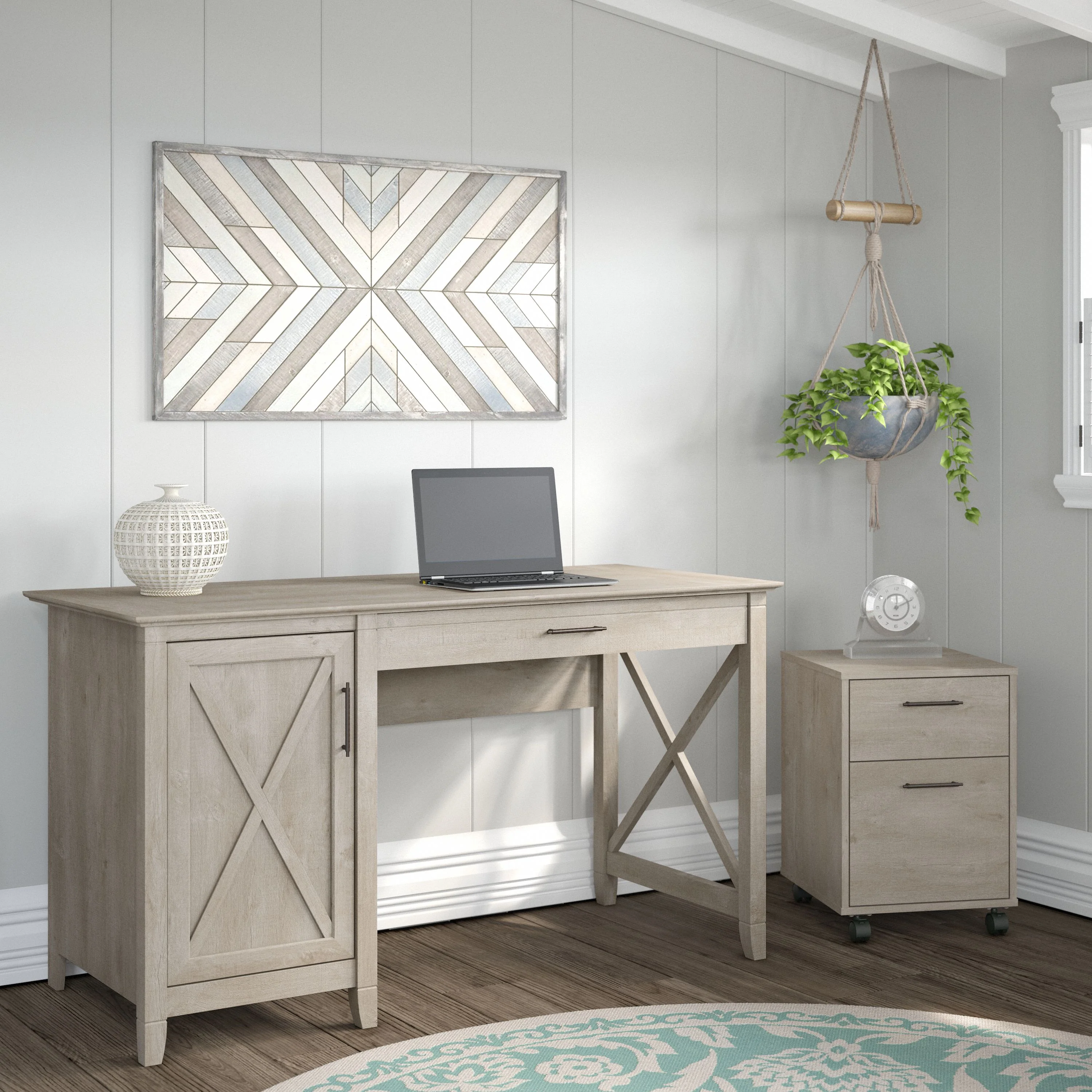 54W Computer Desk with Storage and 2 Drawer Mobile File Cabinet