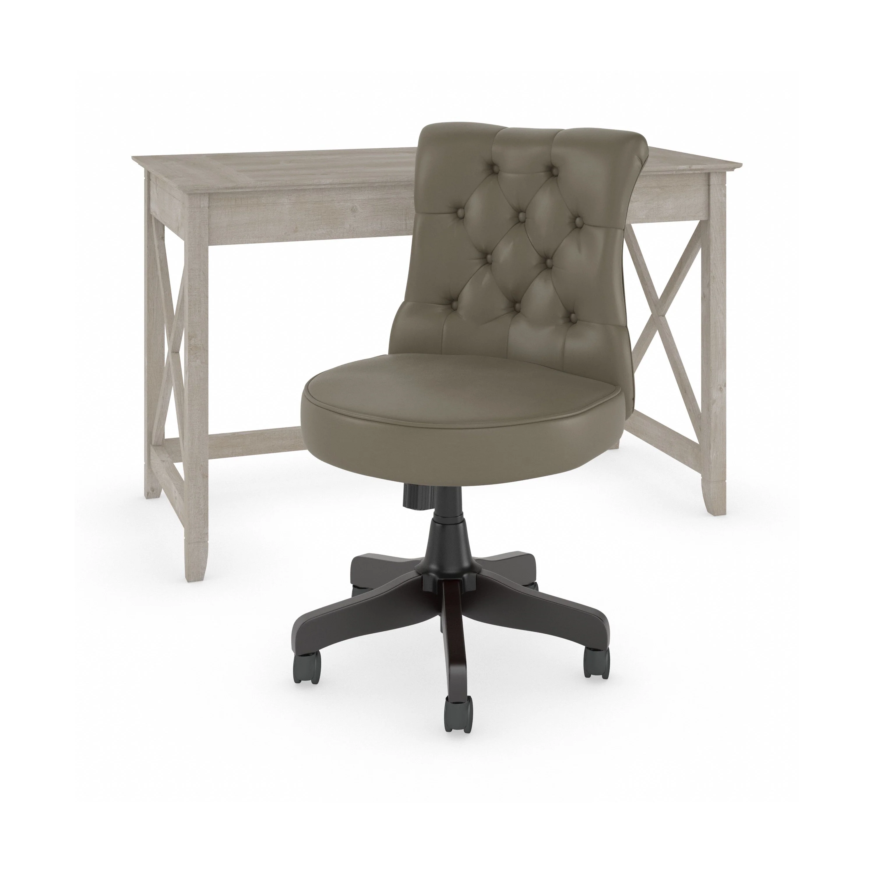 Key West 48W Writing Desk with Mid Back Tufted Office Chair