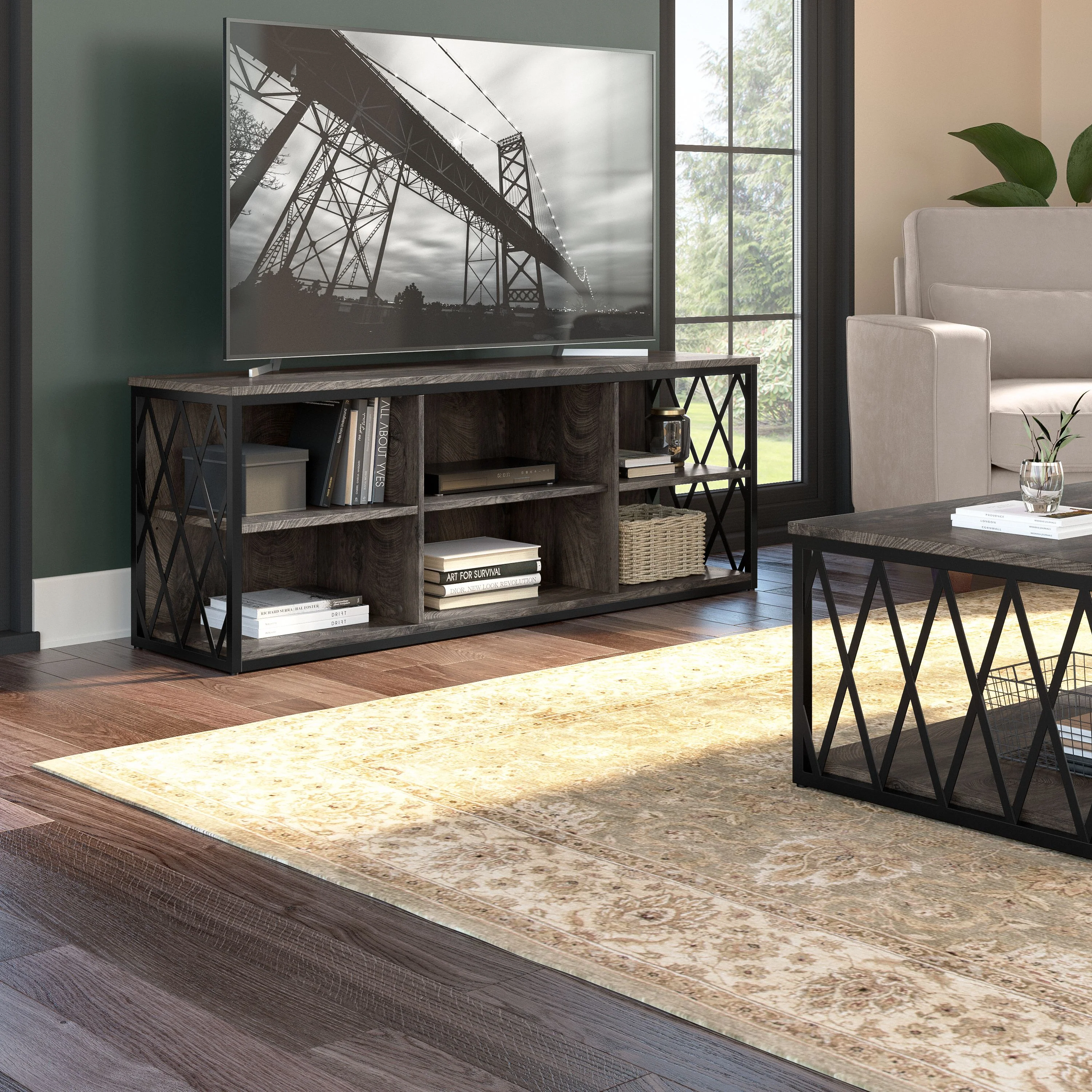 City Park 60W Industrial TV Stand for 70 Inch TV