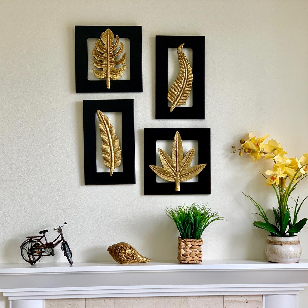 Brass Leaf Wall Hanging (Set of 4)