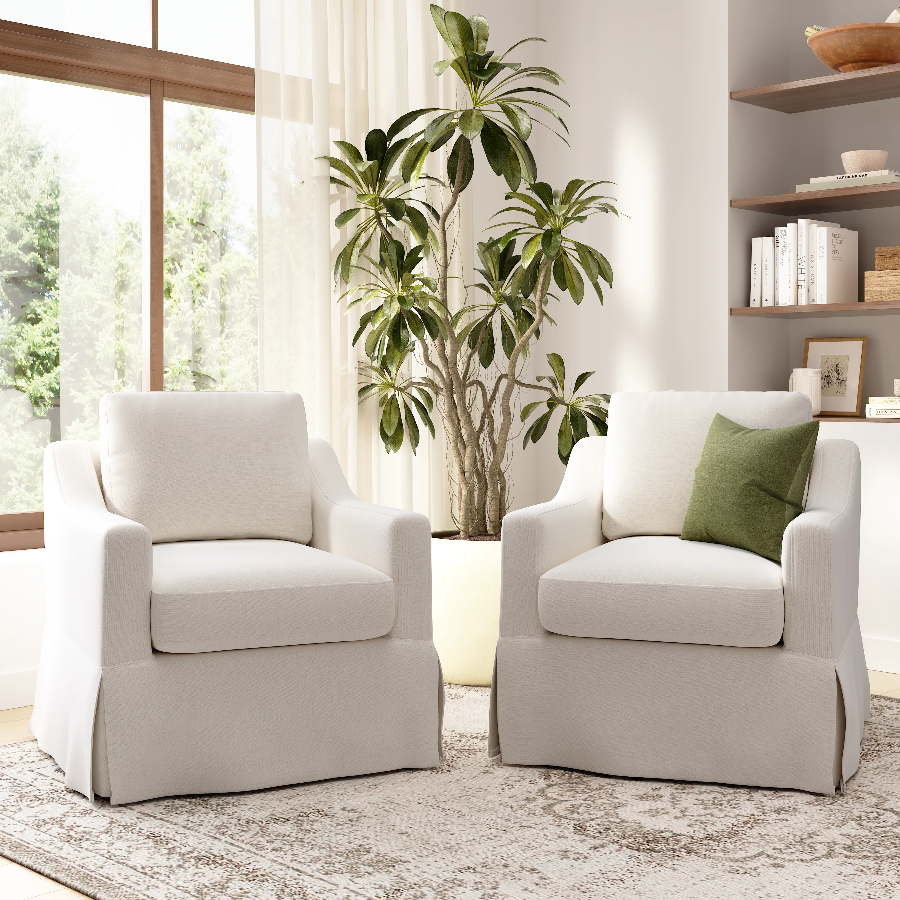 Bush Home Harper Swivel Accent Chairs with Slipcovers - Set of 2