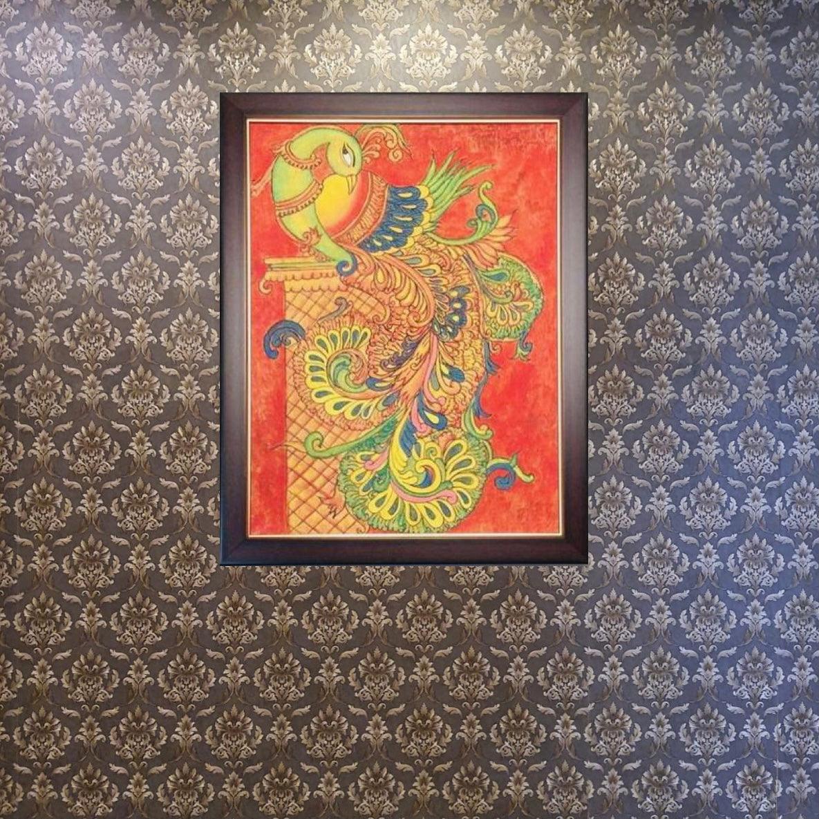 Peacock Kerala Mural - Handpainted Wall Decor