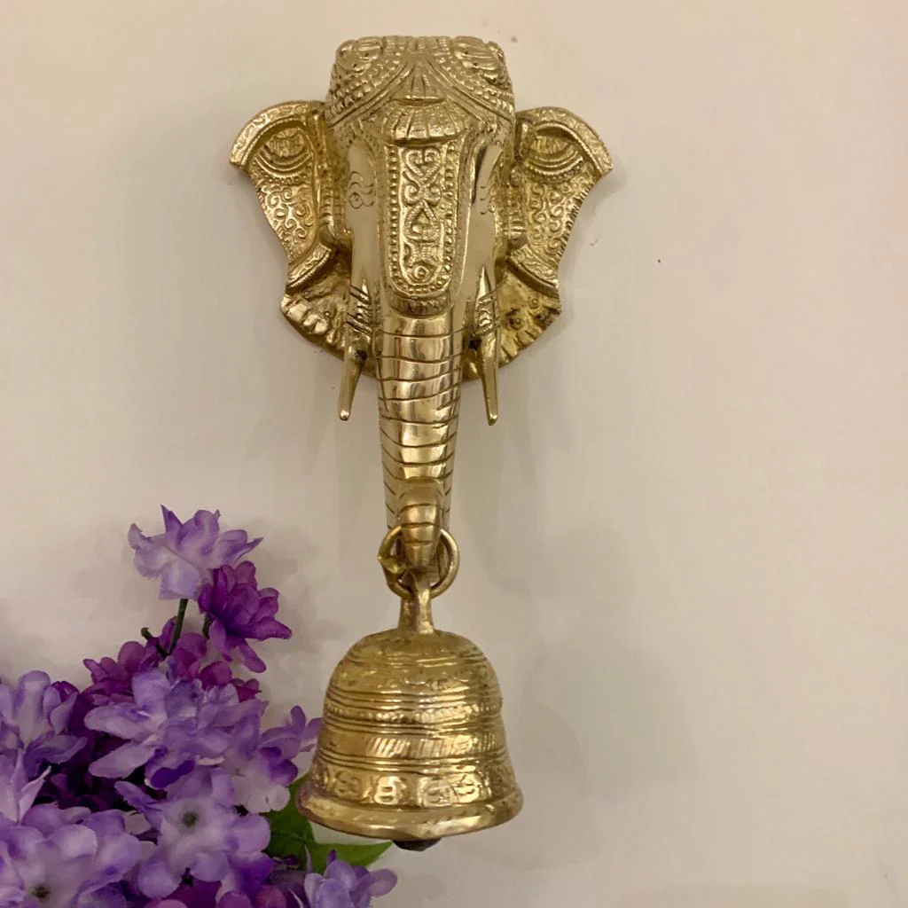 Elephant Bell - Brass Wall Hanging - Decorative and Religious
