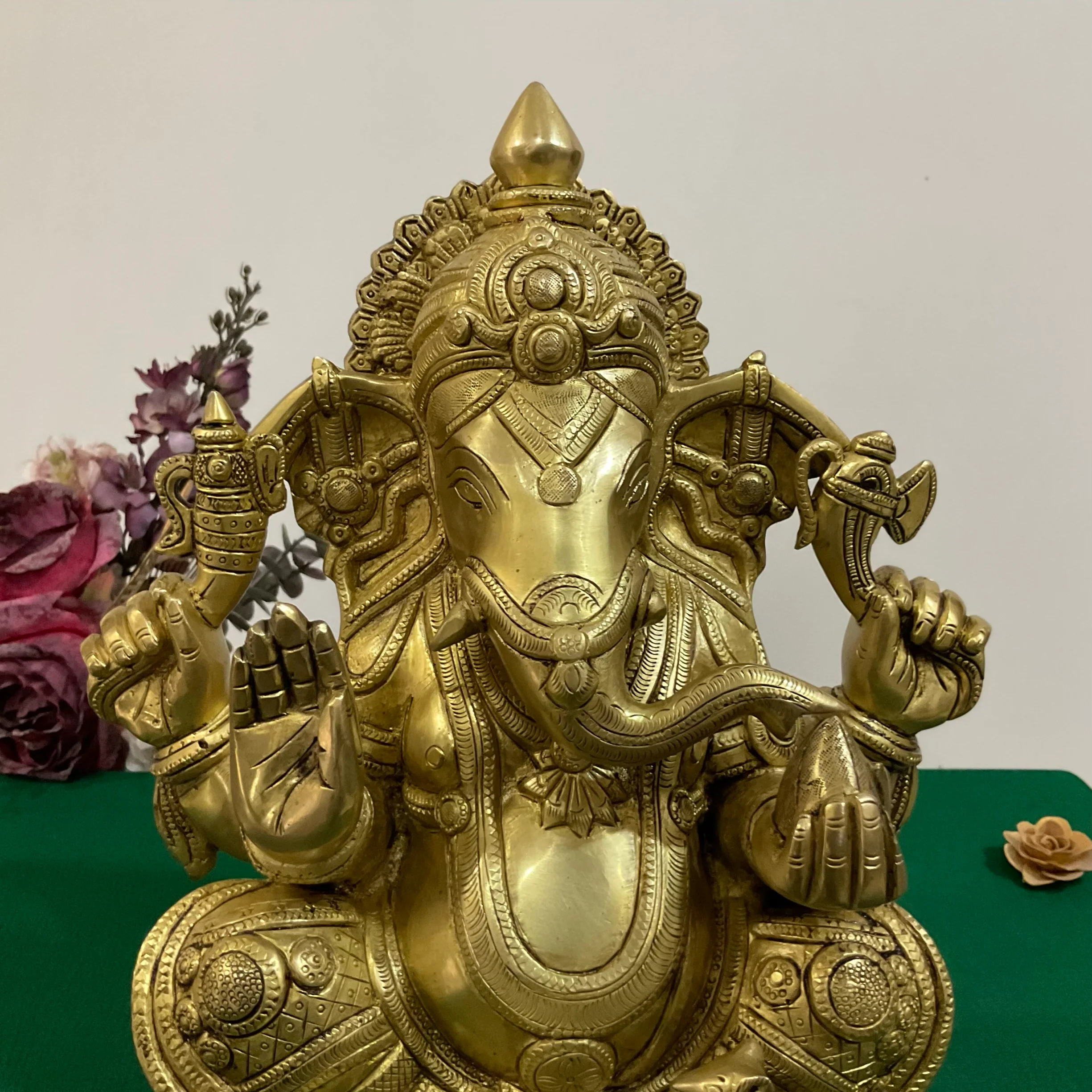 Lord Ganesh Brass Idol - Ganpati Decorative Statue for Home Decor