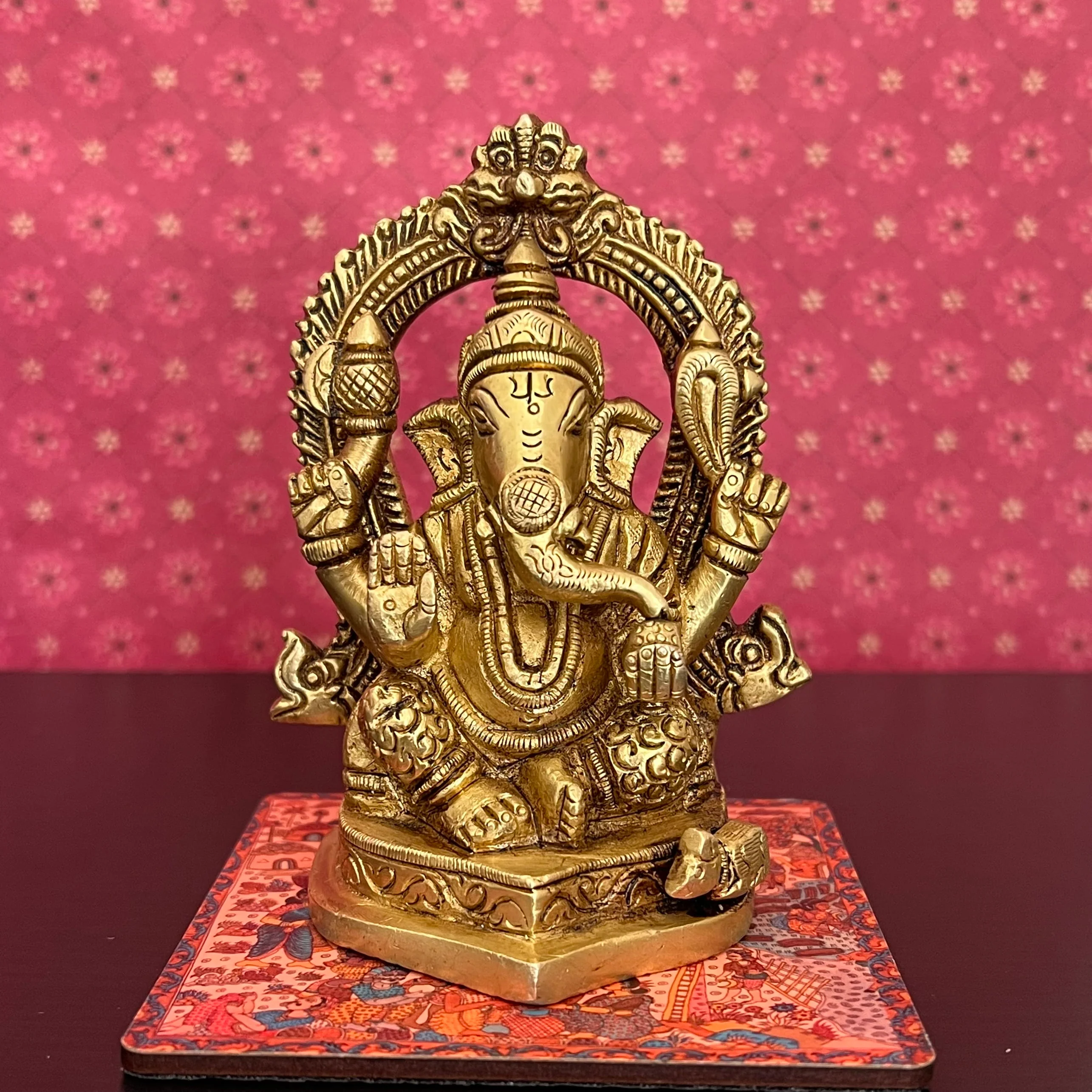 4.4 Inches Lakshmi Ganesh Saraswati Brass Idol  - Decorative Home Decor