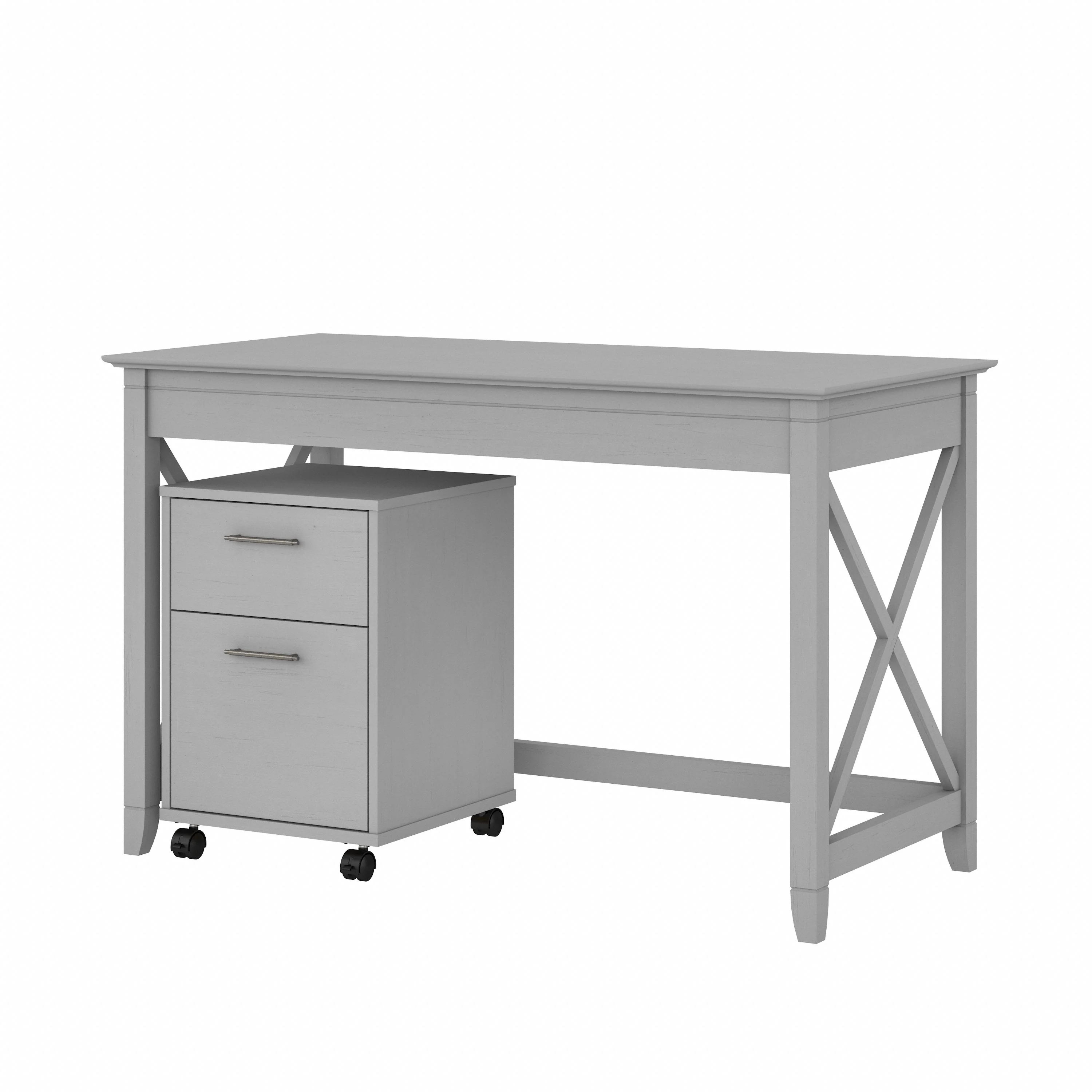 48W Writing Desk with 2 Drawer Mobile File Cabinet