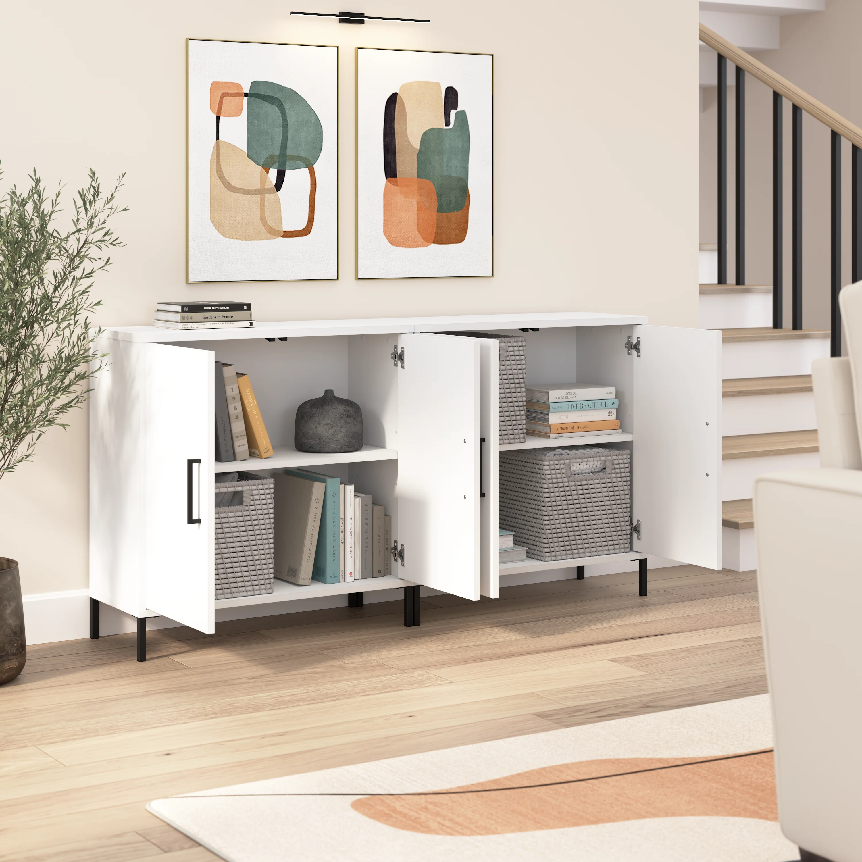 Essence Low Storage Cabinet with Doors - Set of 2