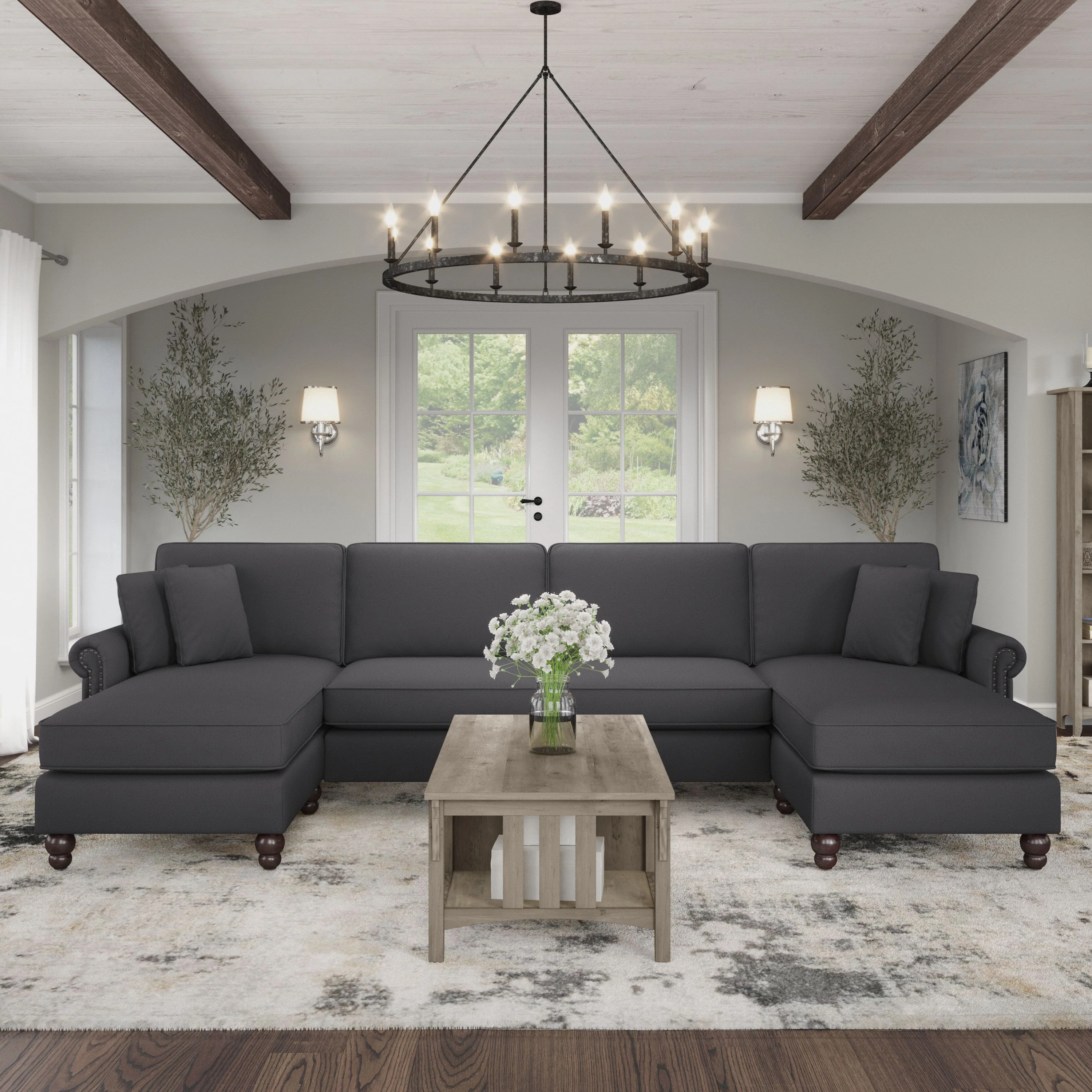 Coventry 131W Sectional Couch with Double Chaise Lounge