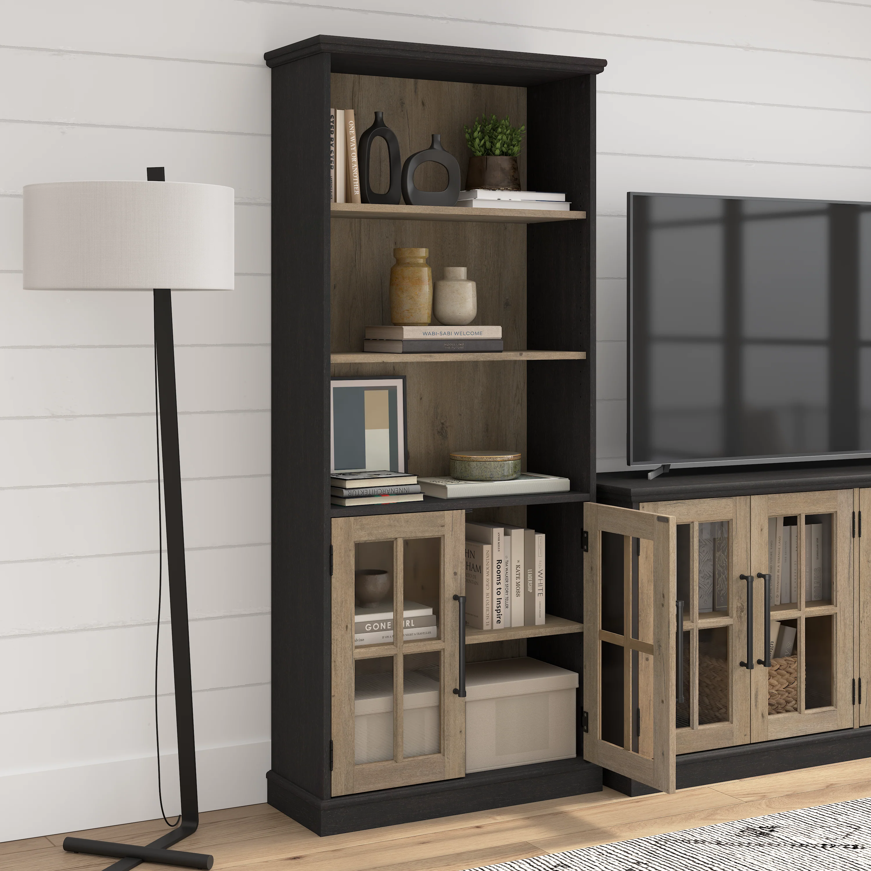 Westbrook 5 Shelf Bookcase with Glass Doors