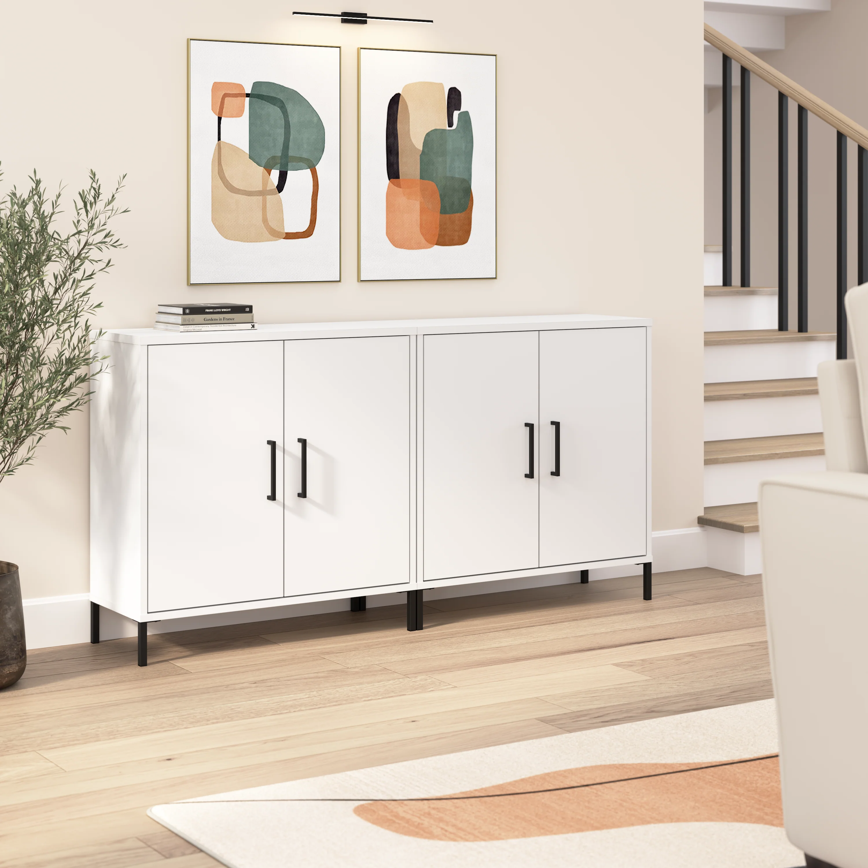 Essence Low Storage Cabinet with Doors - Set of 2