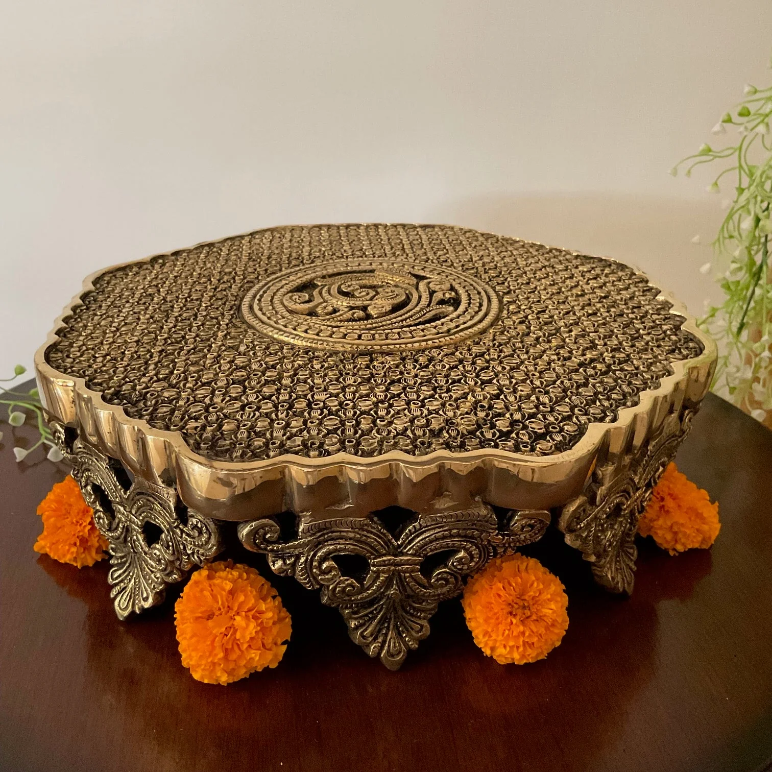 11 Inches Brass Chowki For Idols And Pooja