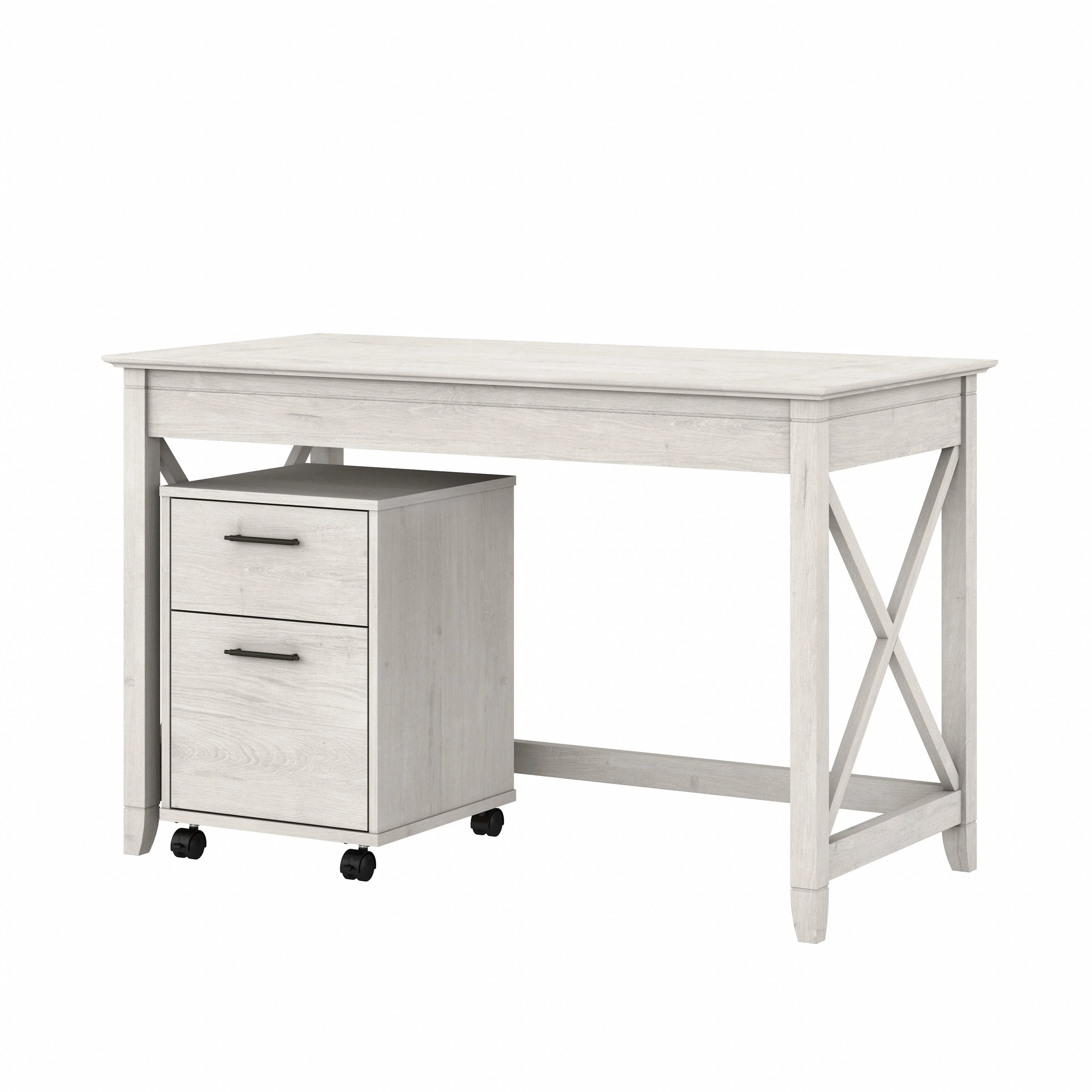 48W Writing Desk with 2 Drawer Mobile File Cabinet