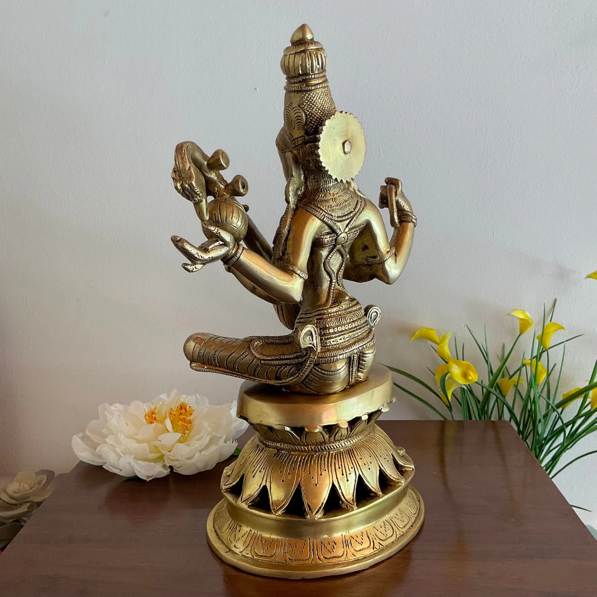 12 Inches Goddess Saraswati Brass Idol - Pooja Statue for Home - Festive Decor