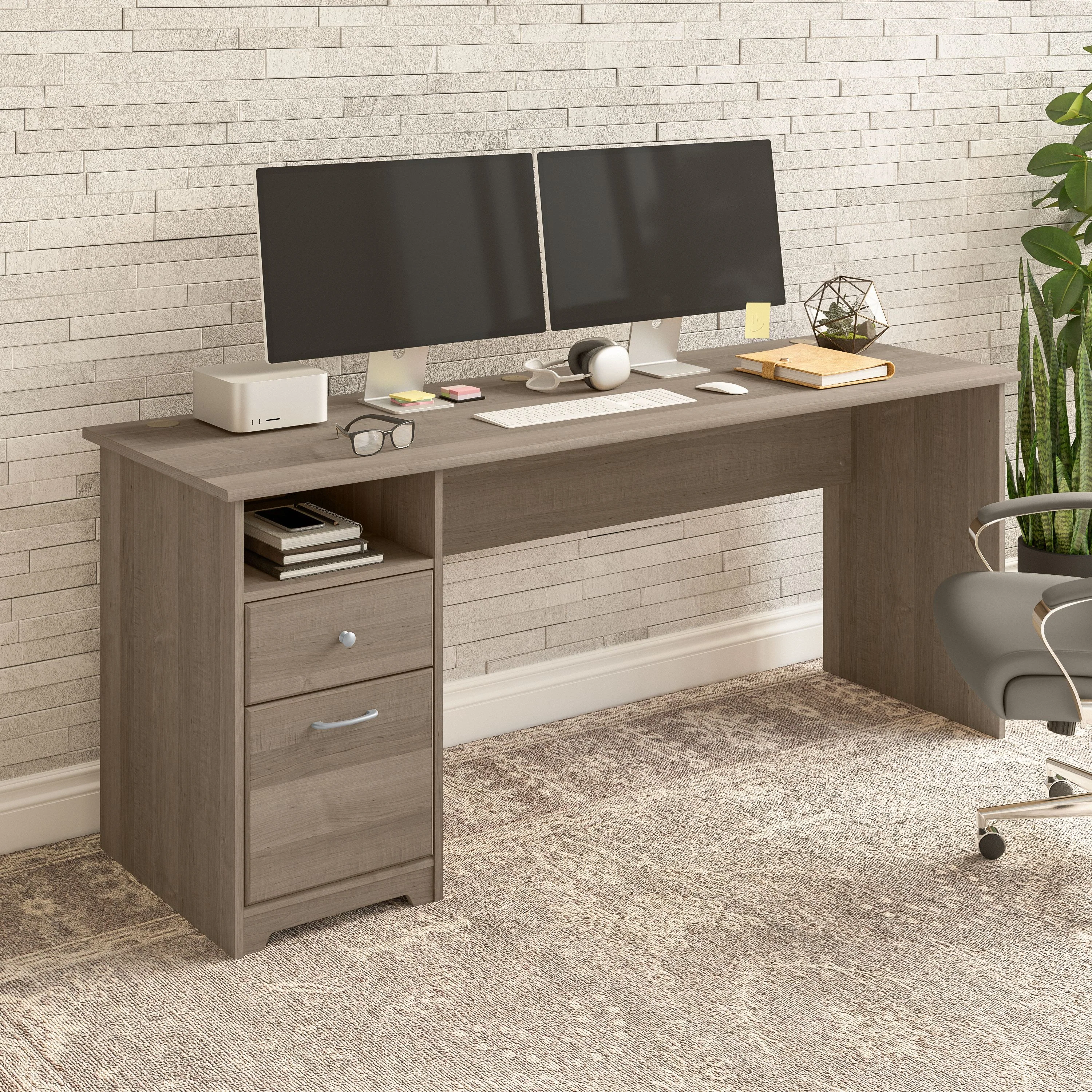 Cabot 72W Computer Desk with Drawers