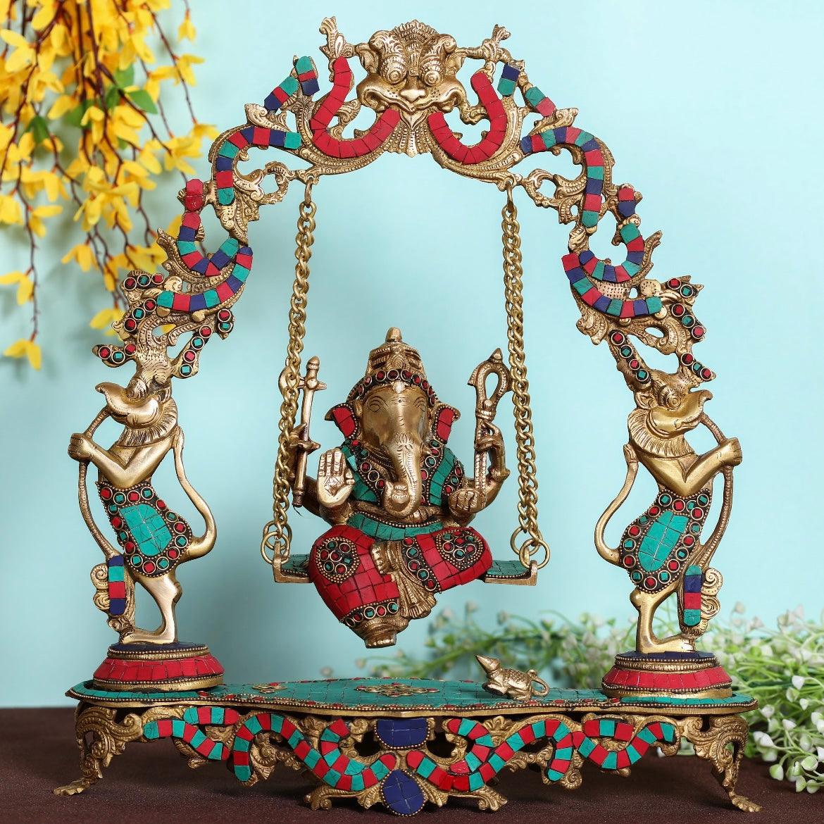 Ganesha Swing Yali Decorative Brass Idol and Statue