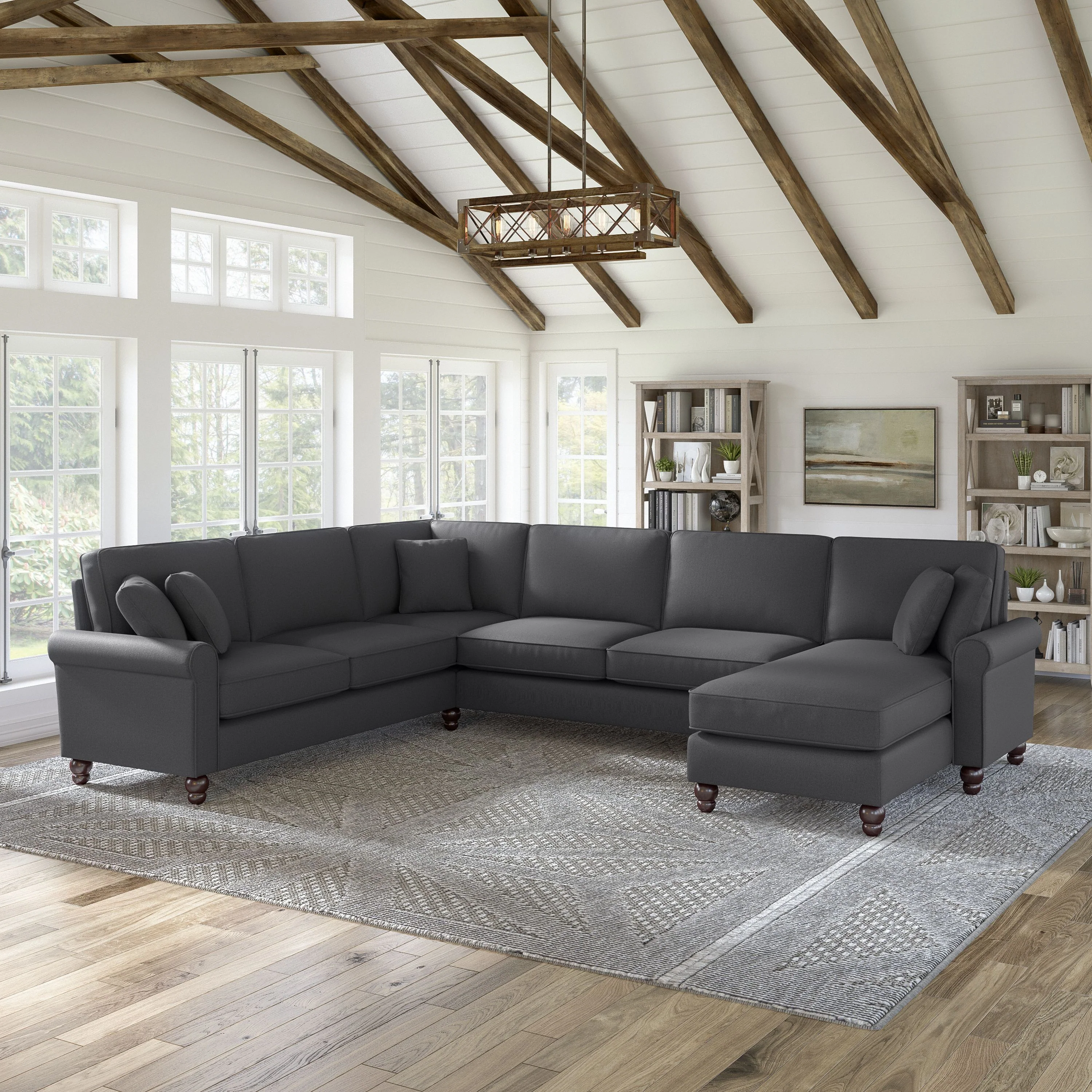 Hudson 128W U Shaped Sectional Couch with Reversible Chaise Lounge
