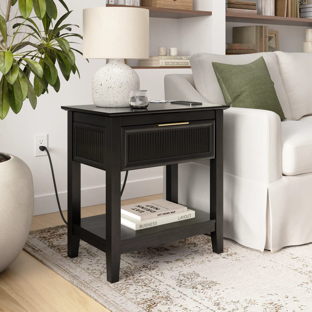 Bush Home Camille Fluted Nightstand with Drawer