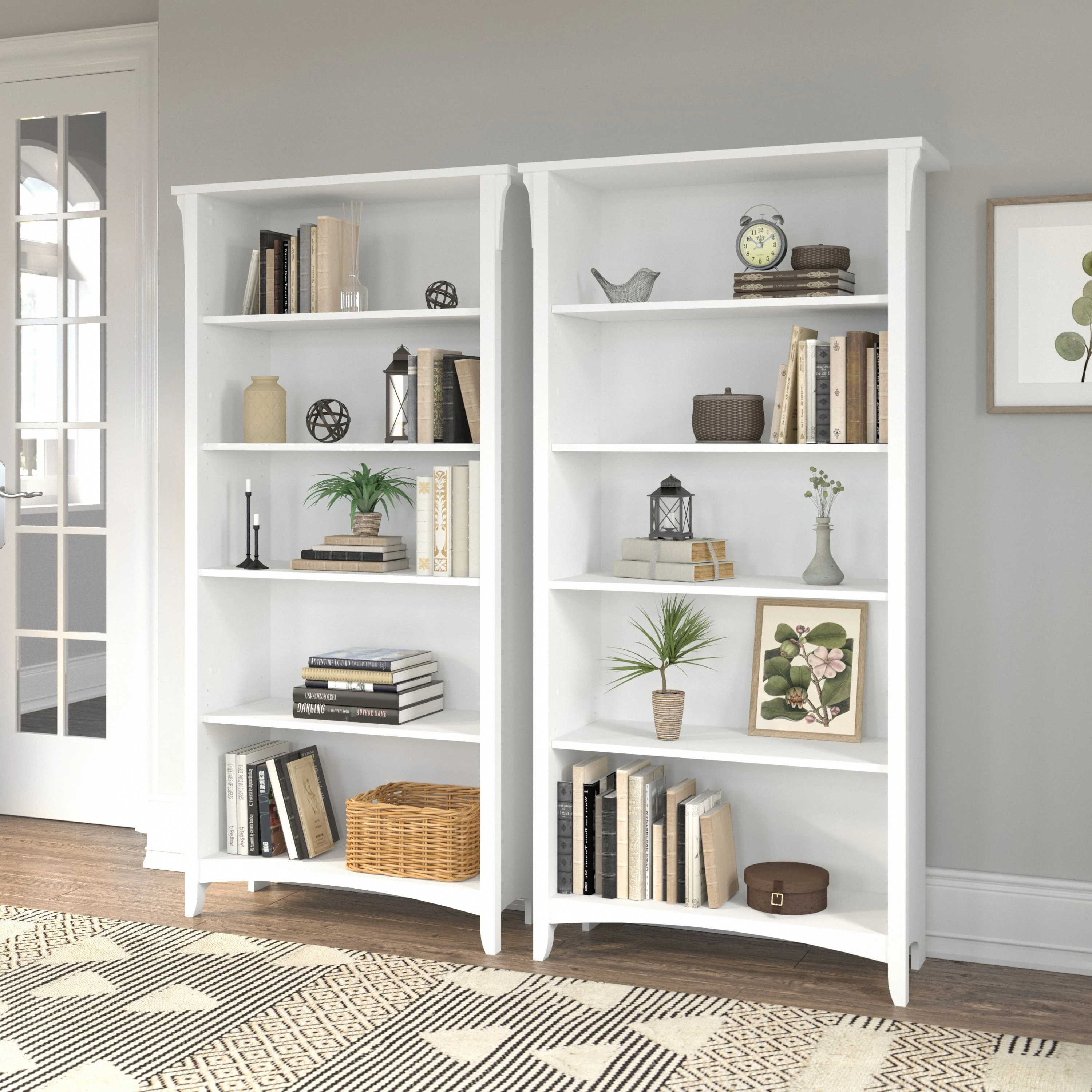 Salinas Tall 5 Shelf Bookcase - Set of 2
