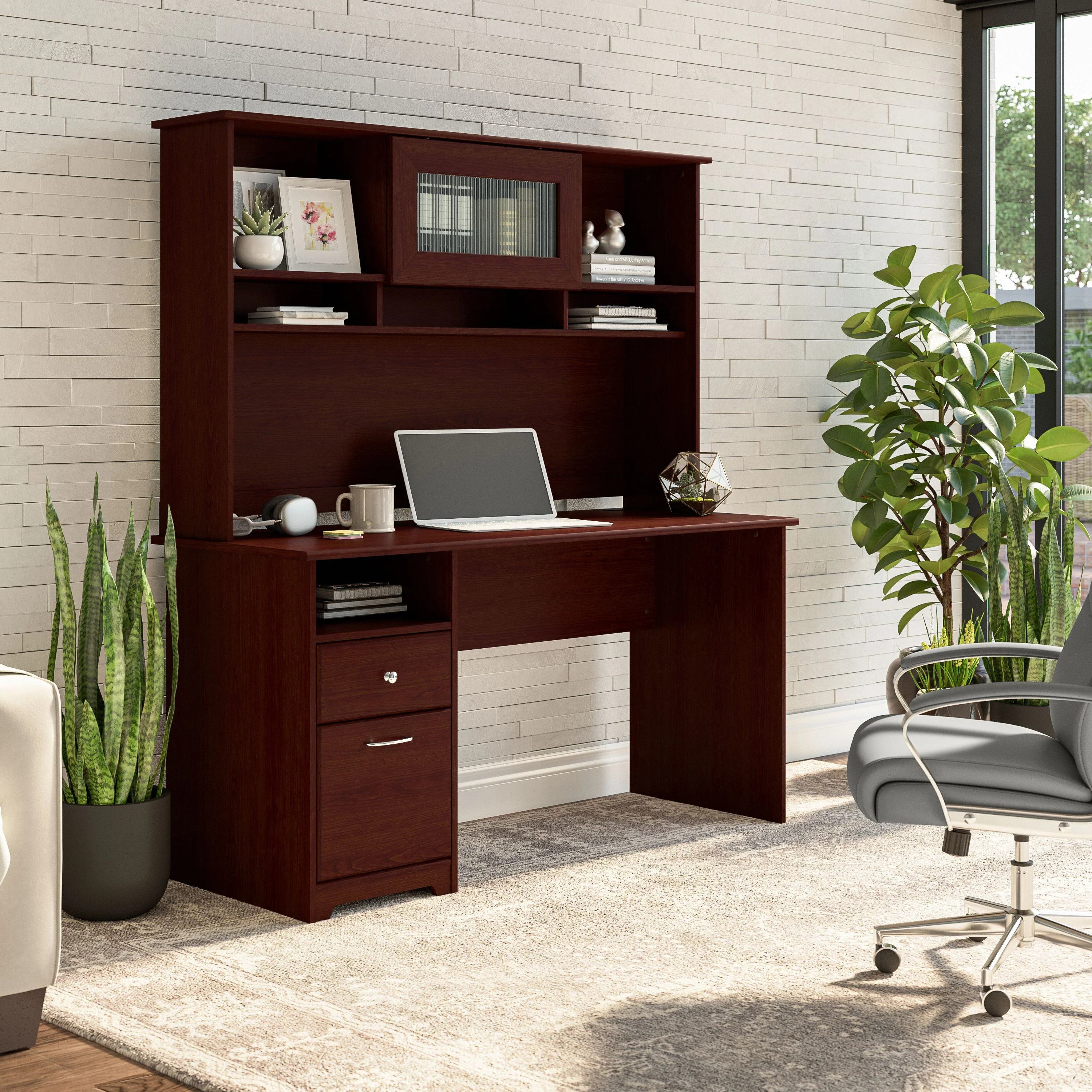 Cabot 60W Computer Desk with Hutch
