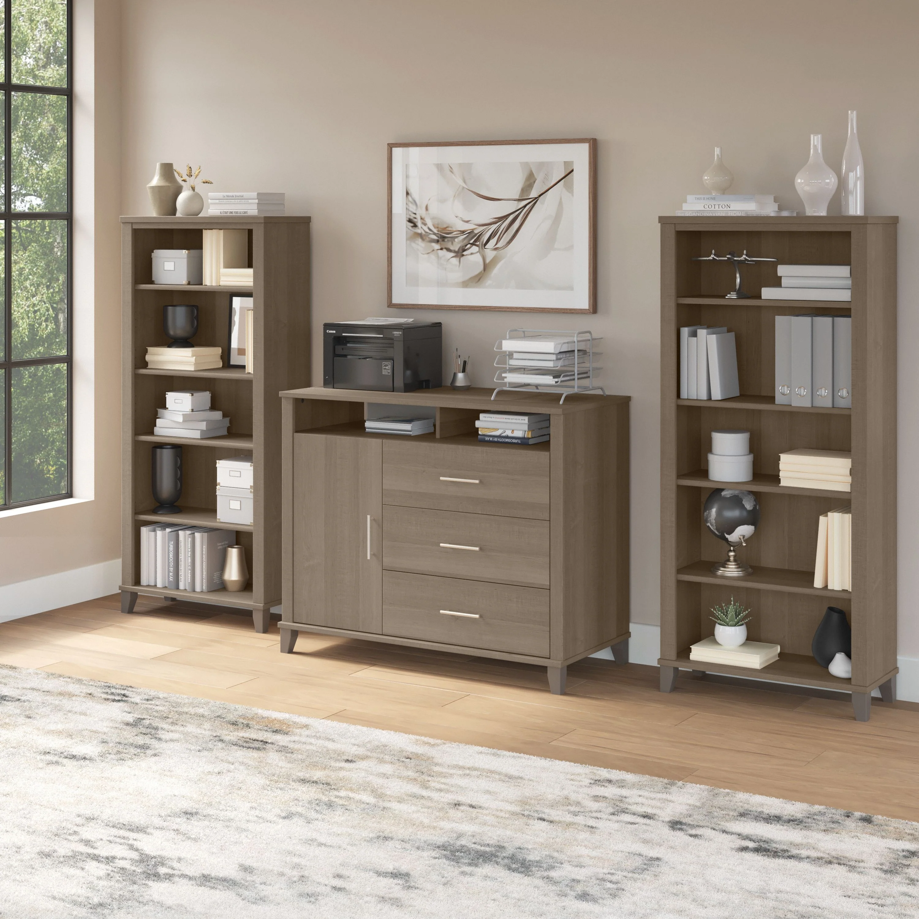 Office Storage Credenza with Bookcases