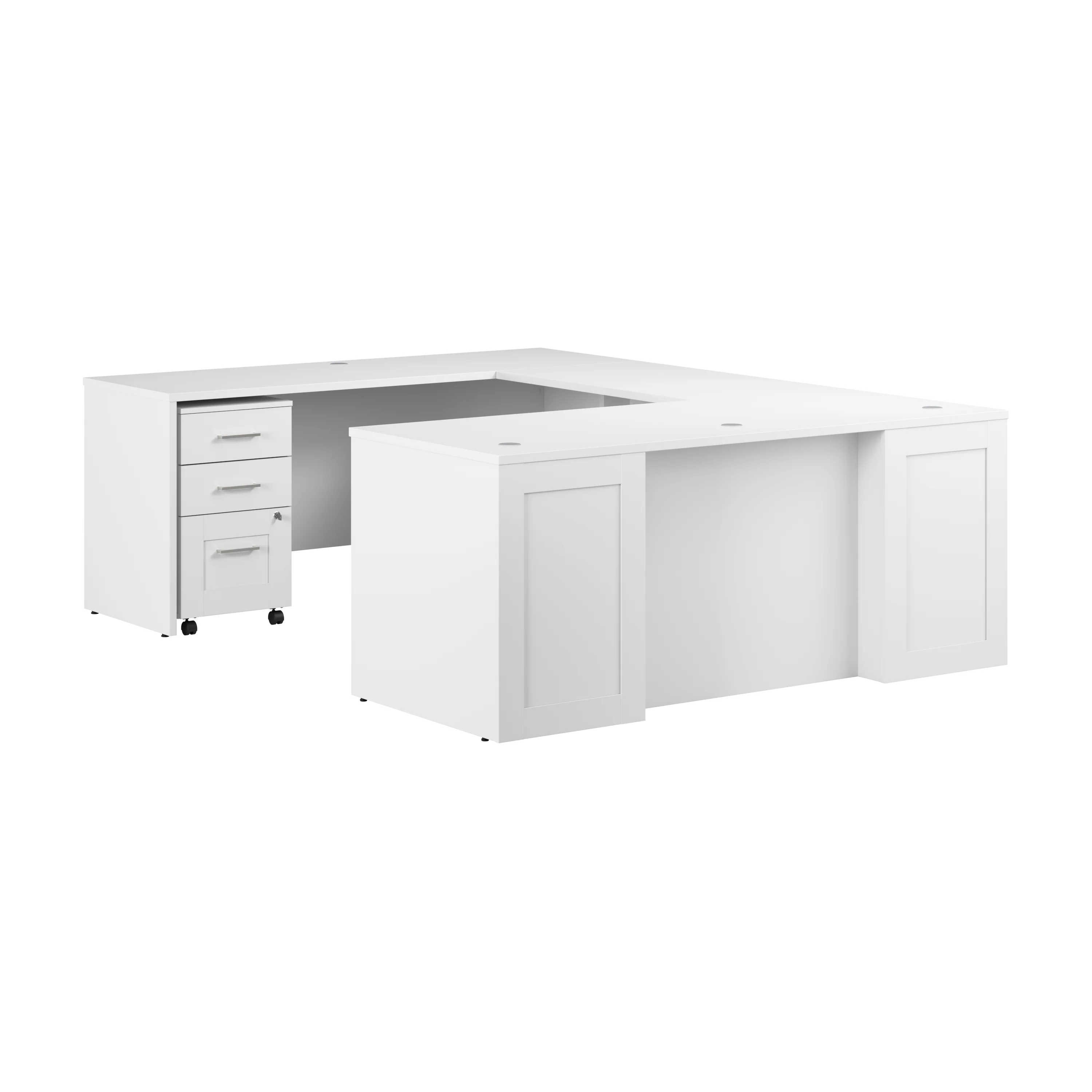 Hampton Heights 72W x 30D U Station with 3 Drawer Mobile File Cabinet