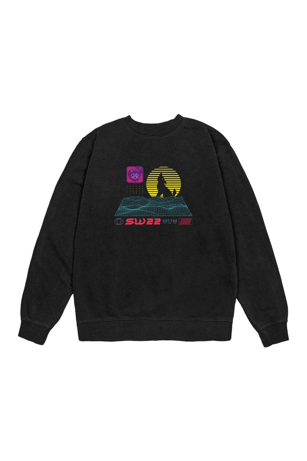 SssniperWolf: Synthwave Black Crewneck