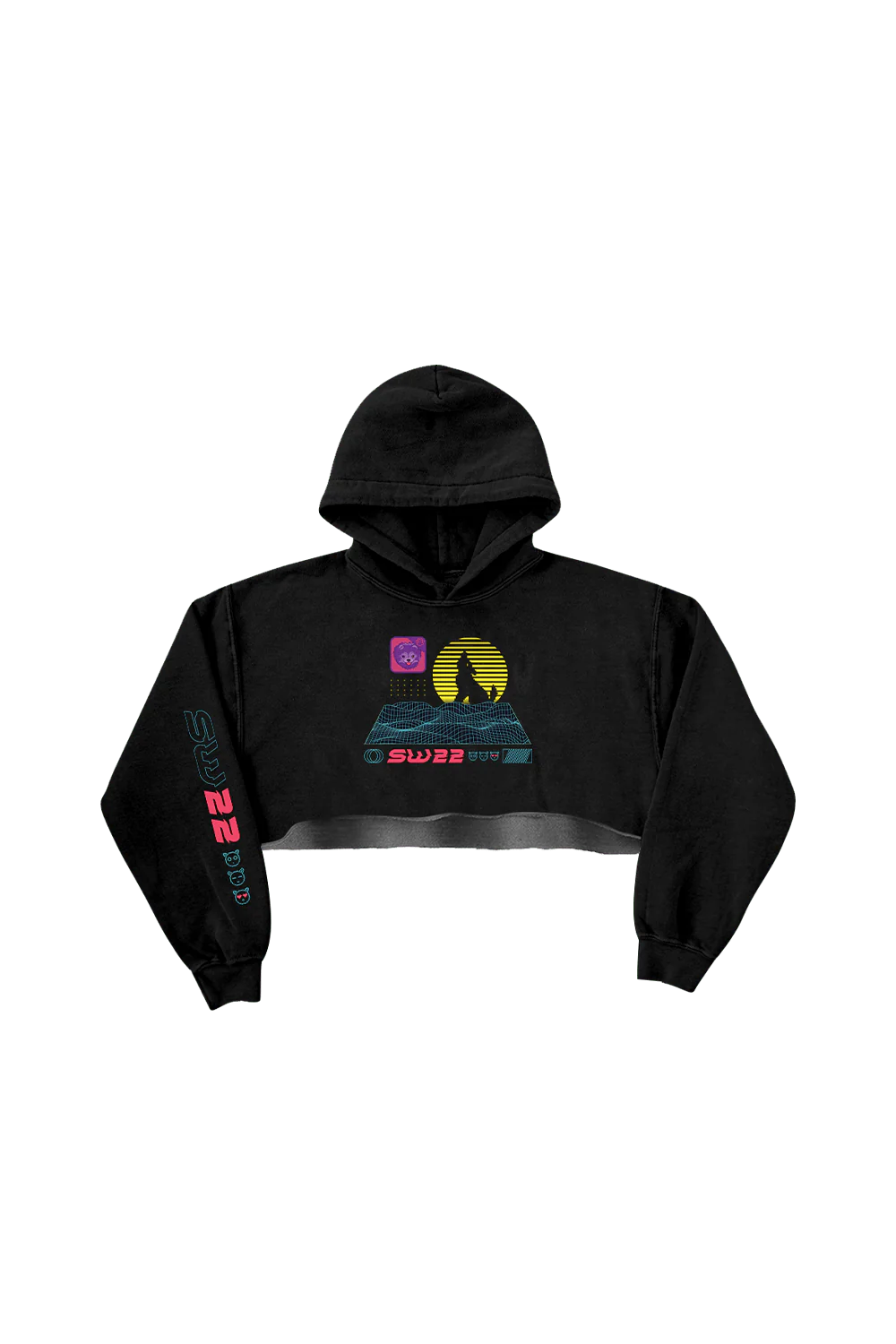 SssniperWolf: Synthwave Black Cropped Hoodie