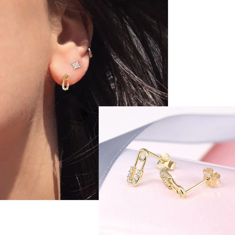 Safety Pin Stud Earrings
