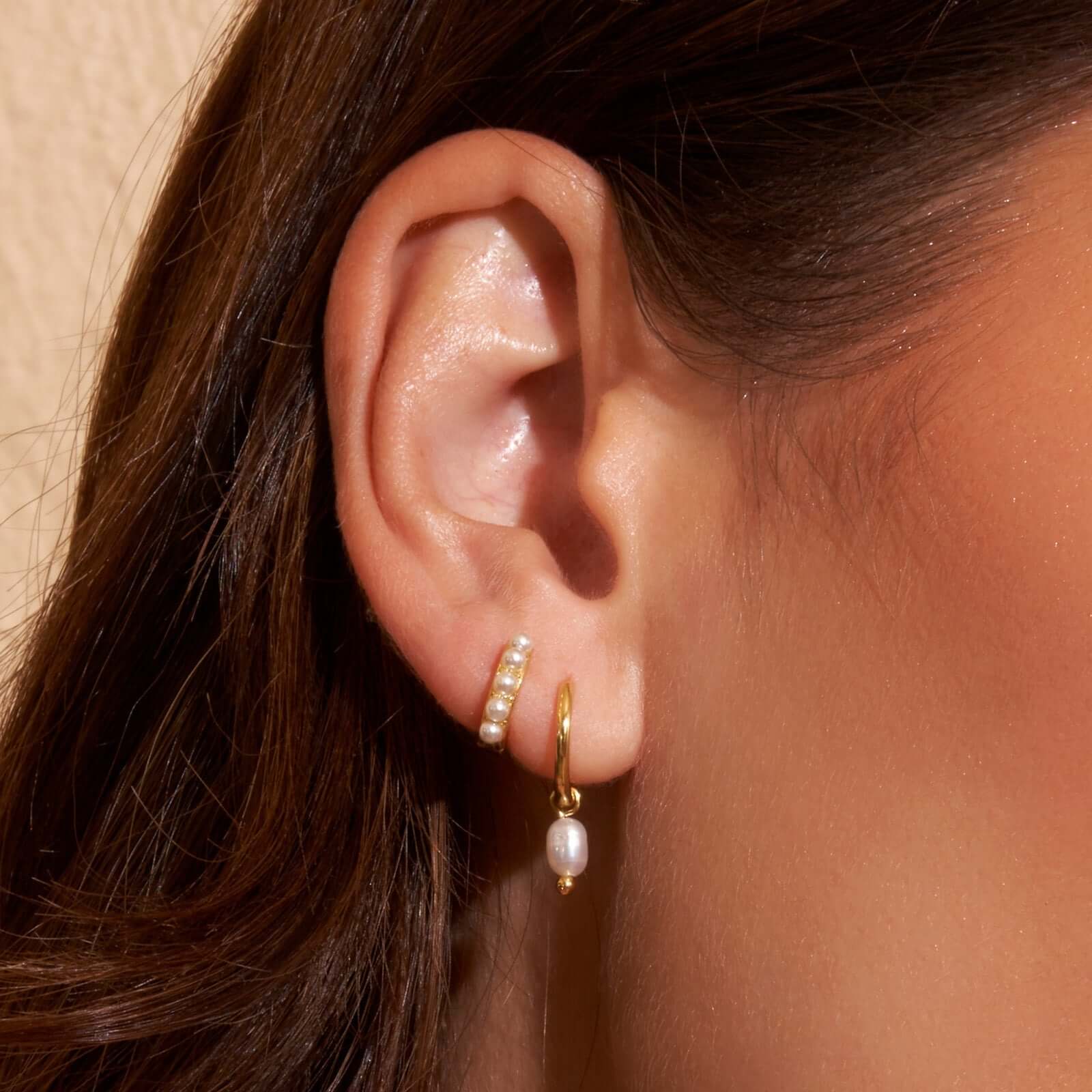 Pearl Charm Hoop Earrings