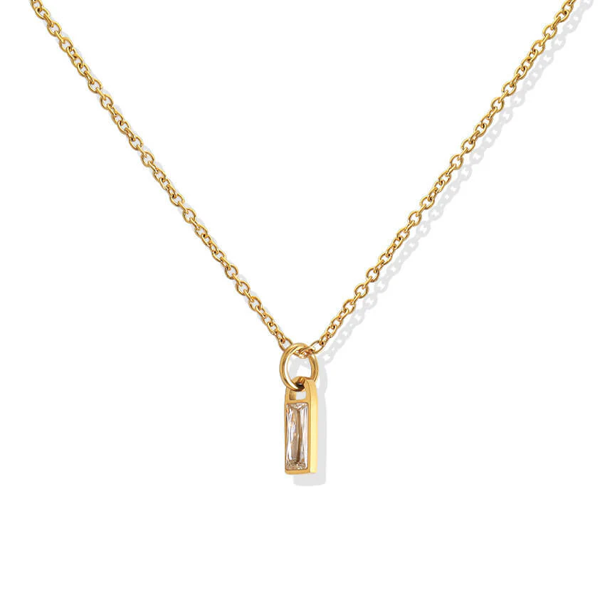 Rectangular Column Pendant Titanium Steel Necklace